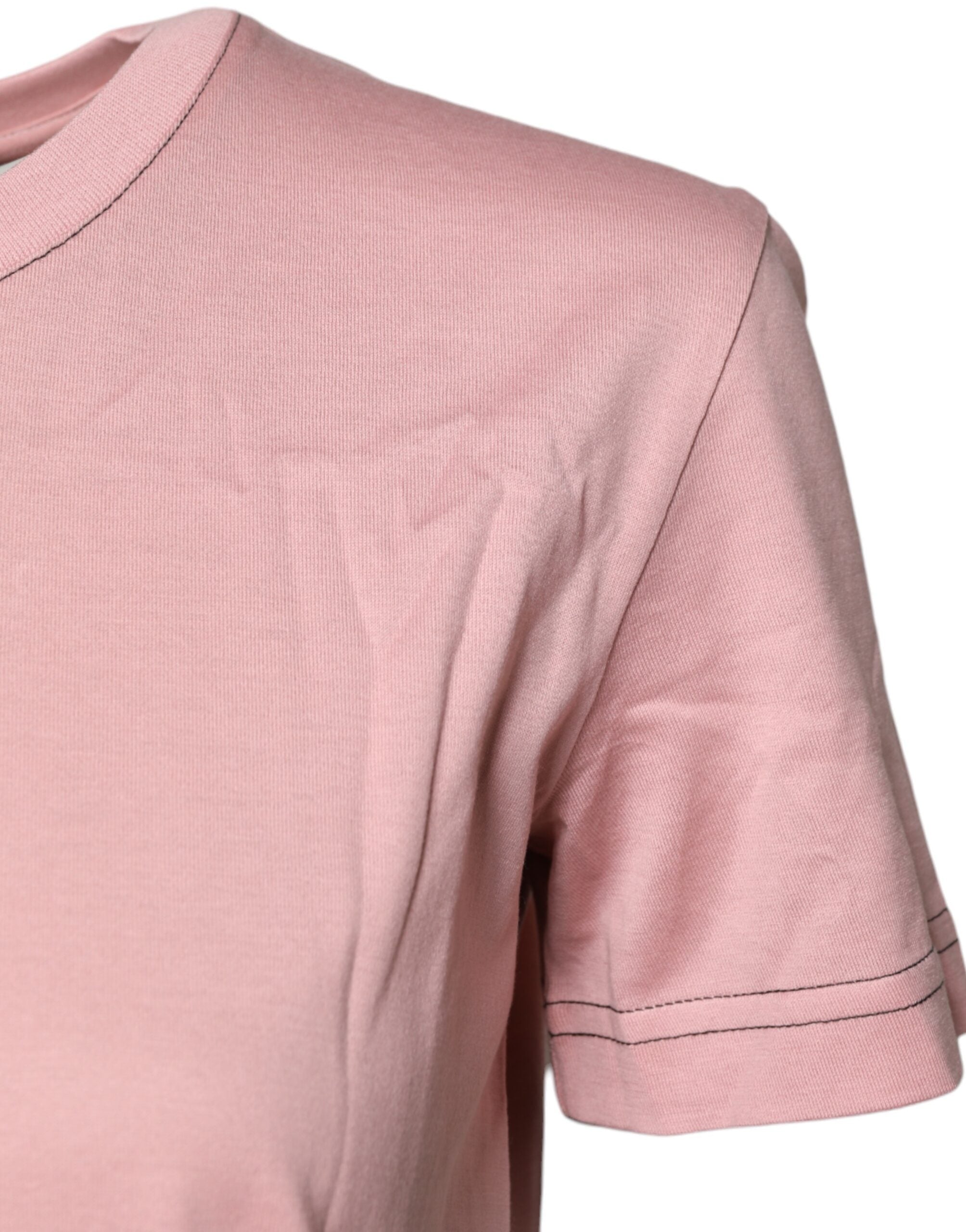 T-shirt ras du cou en coton rose avec logo Dolce &amp; Gabbana