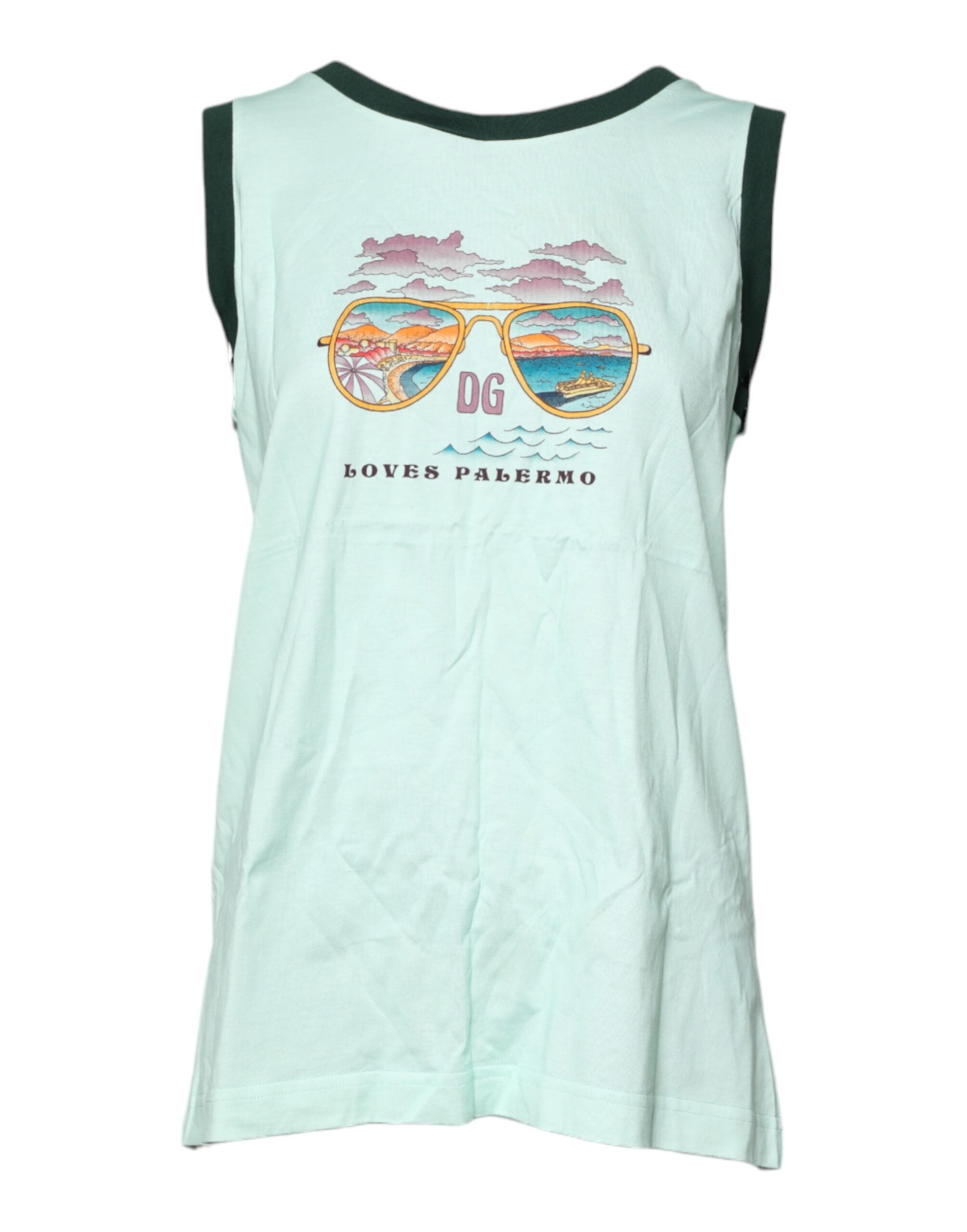 T-shirt sans manches à imprimé graphique vert clair Dolce &amp; Gabbana