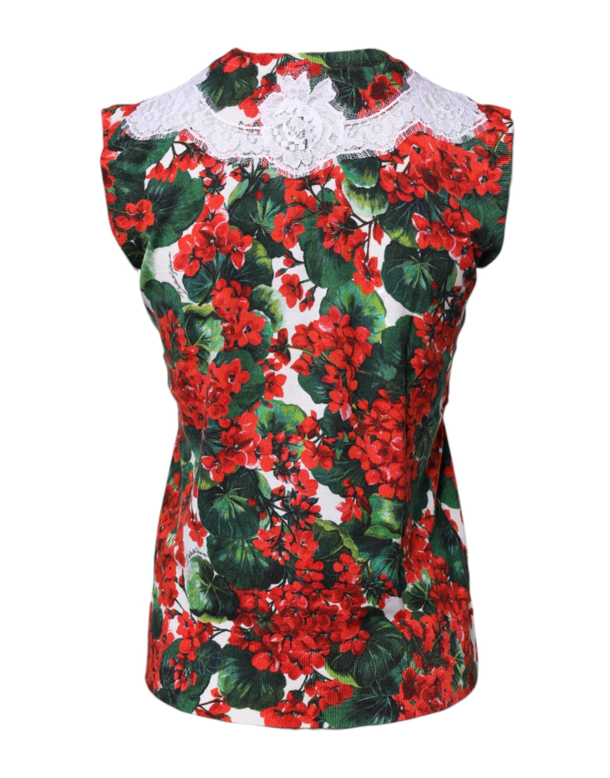 Débardeur sans manches en dentelle florale multicolore Dolce &amp; Gabbana