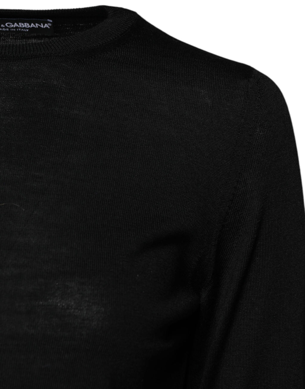 Dolce &amp; Gabbana – Schwarzer Pullover aus Wollstrick mit Rundhalsausschnitt