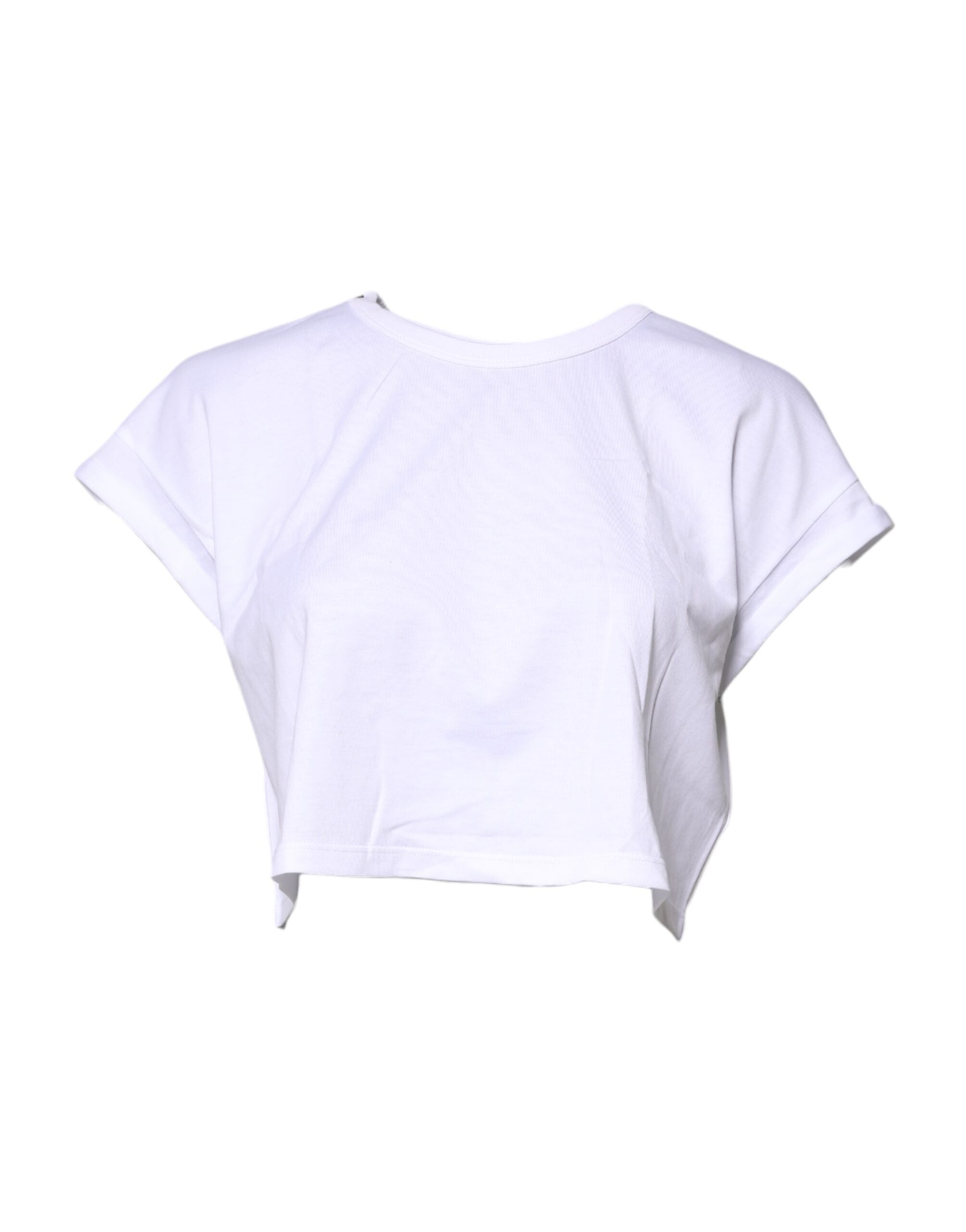 T-shirt court à col rond en coton blanc Dolce &amp; Gabbana