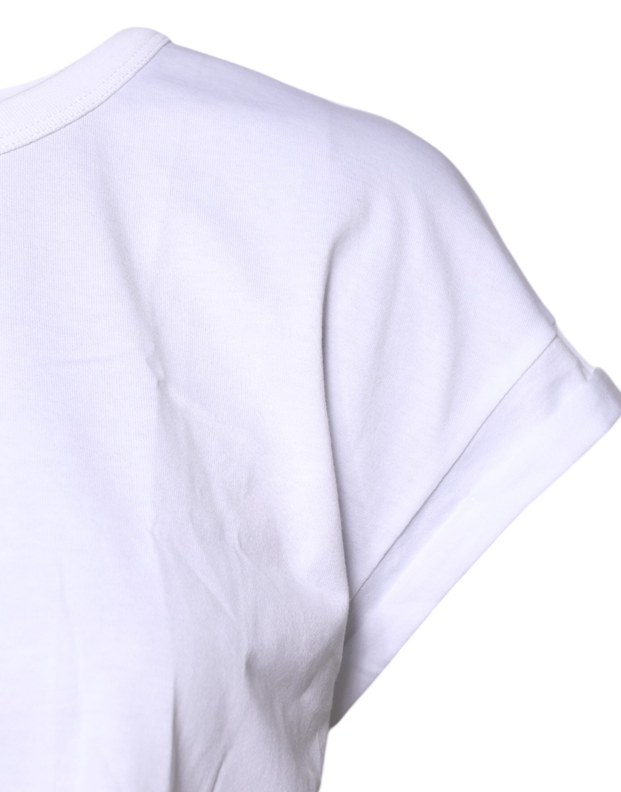 T-shirt court à col rond en coton blanc Dolce &amp; Gabbana