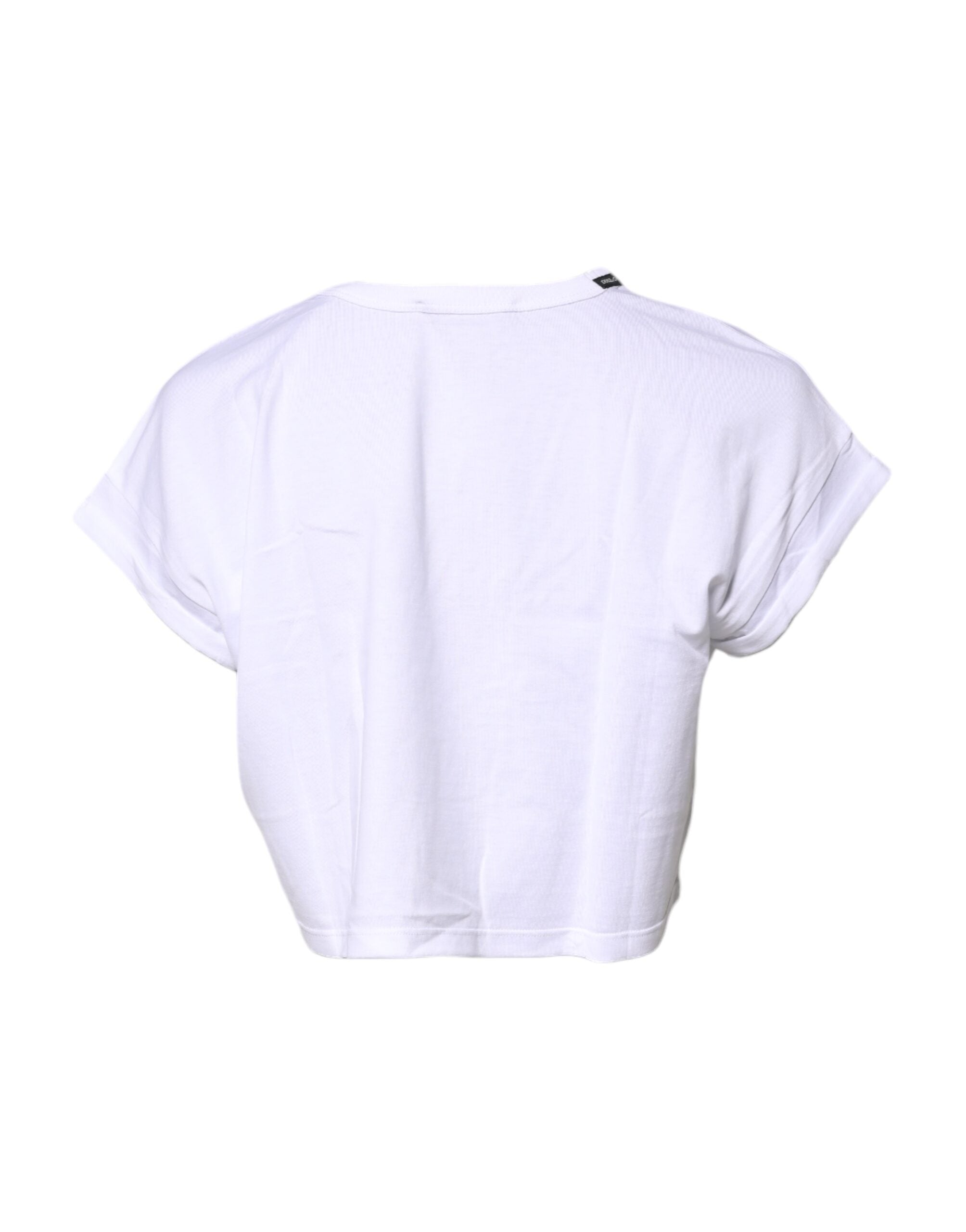 T-shirt court à col rond en coton blanc Dolce &amp; Gabbana