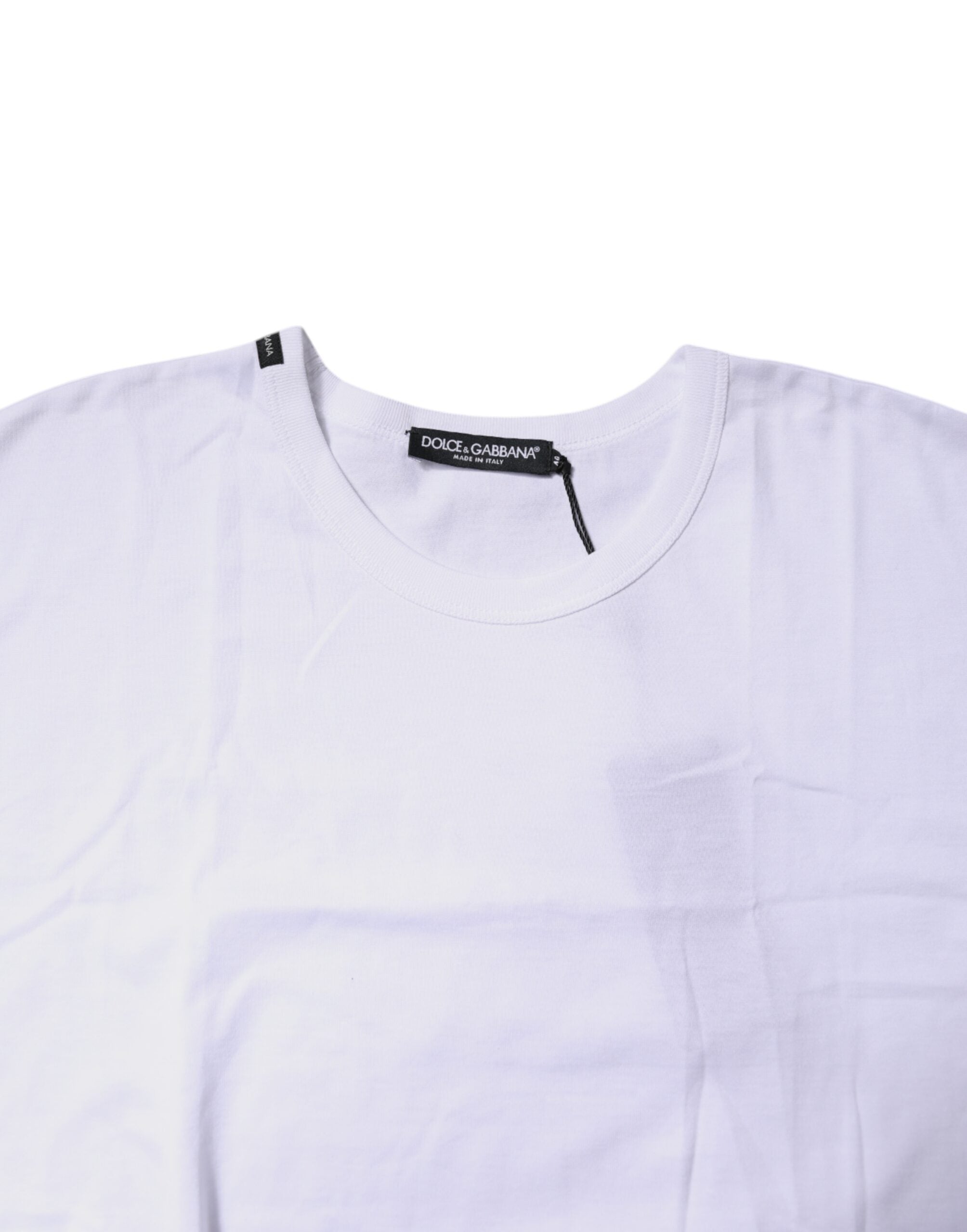 T-shirt court à col rond en coton blanc Dolce &amp; Gabbana