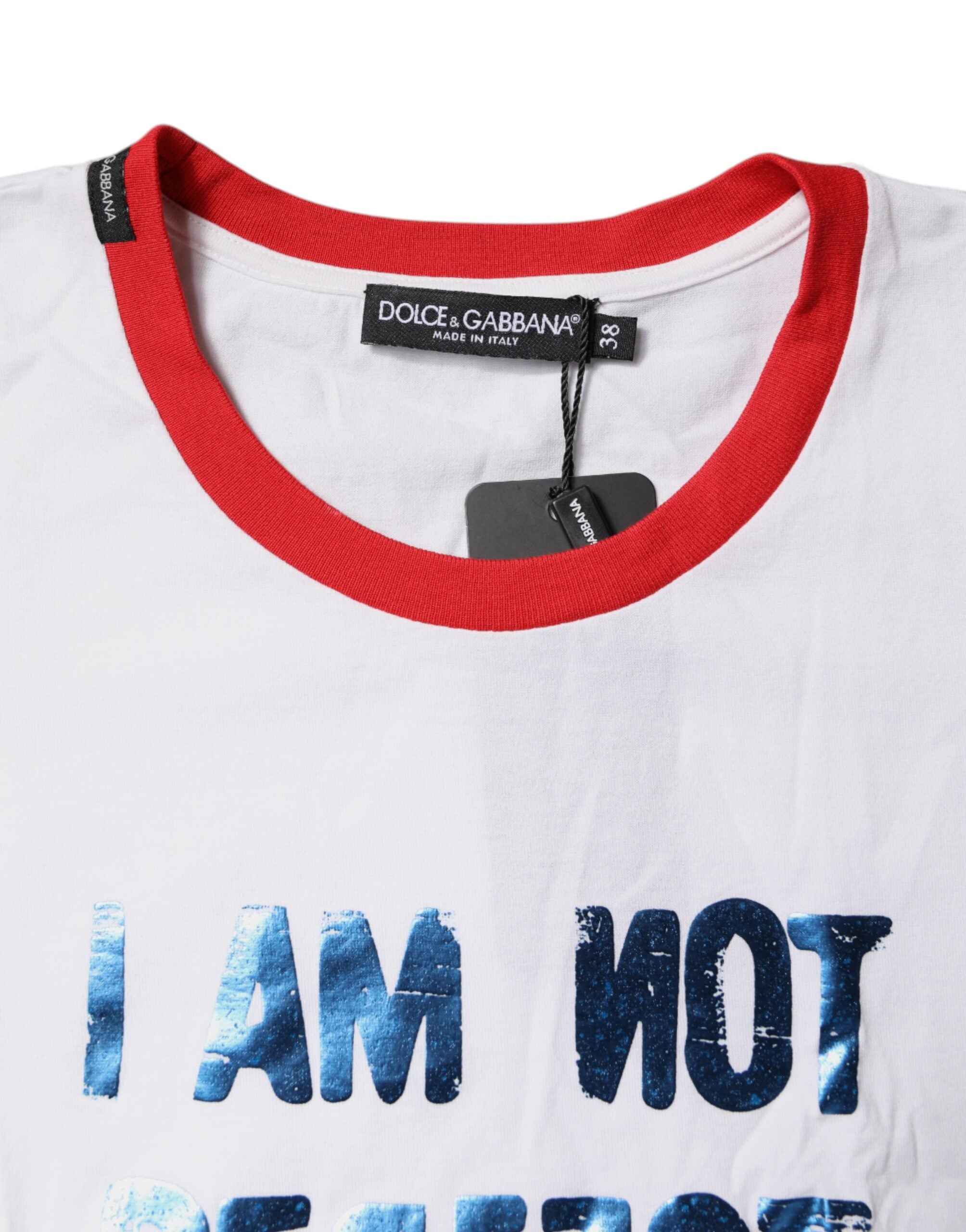 T-shirt ras du cou en coton blanc à imprimé graphique Dolce &amp; Gabbana