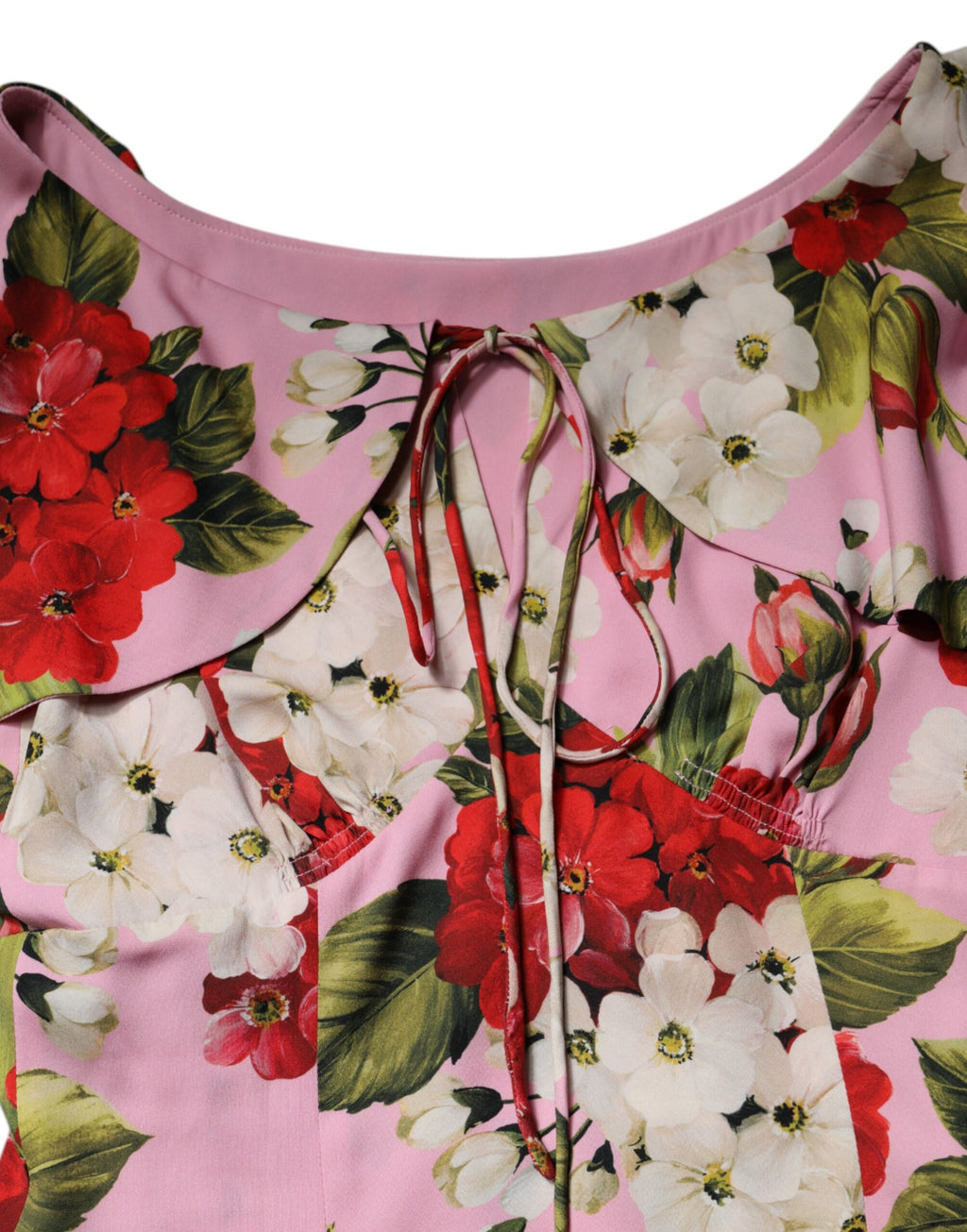 Chemisier à manches courtes en soie à fleurs roses Dolce &amp; Gabbana