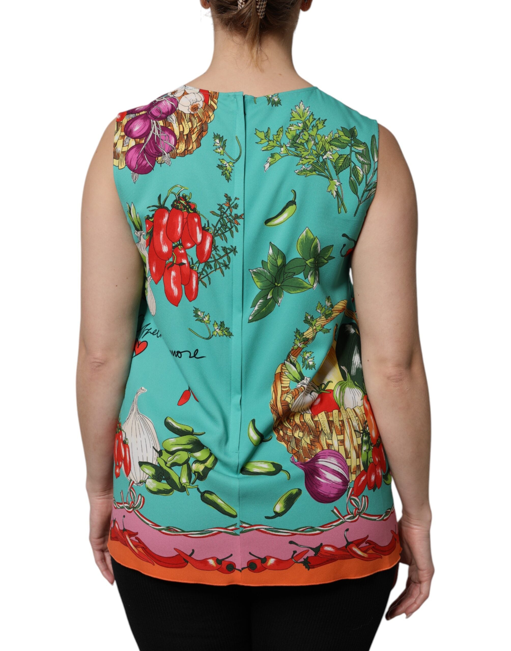 Débardeur sans manches en soie à fleurs multicolores Dolce &amp; Gabbana