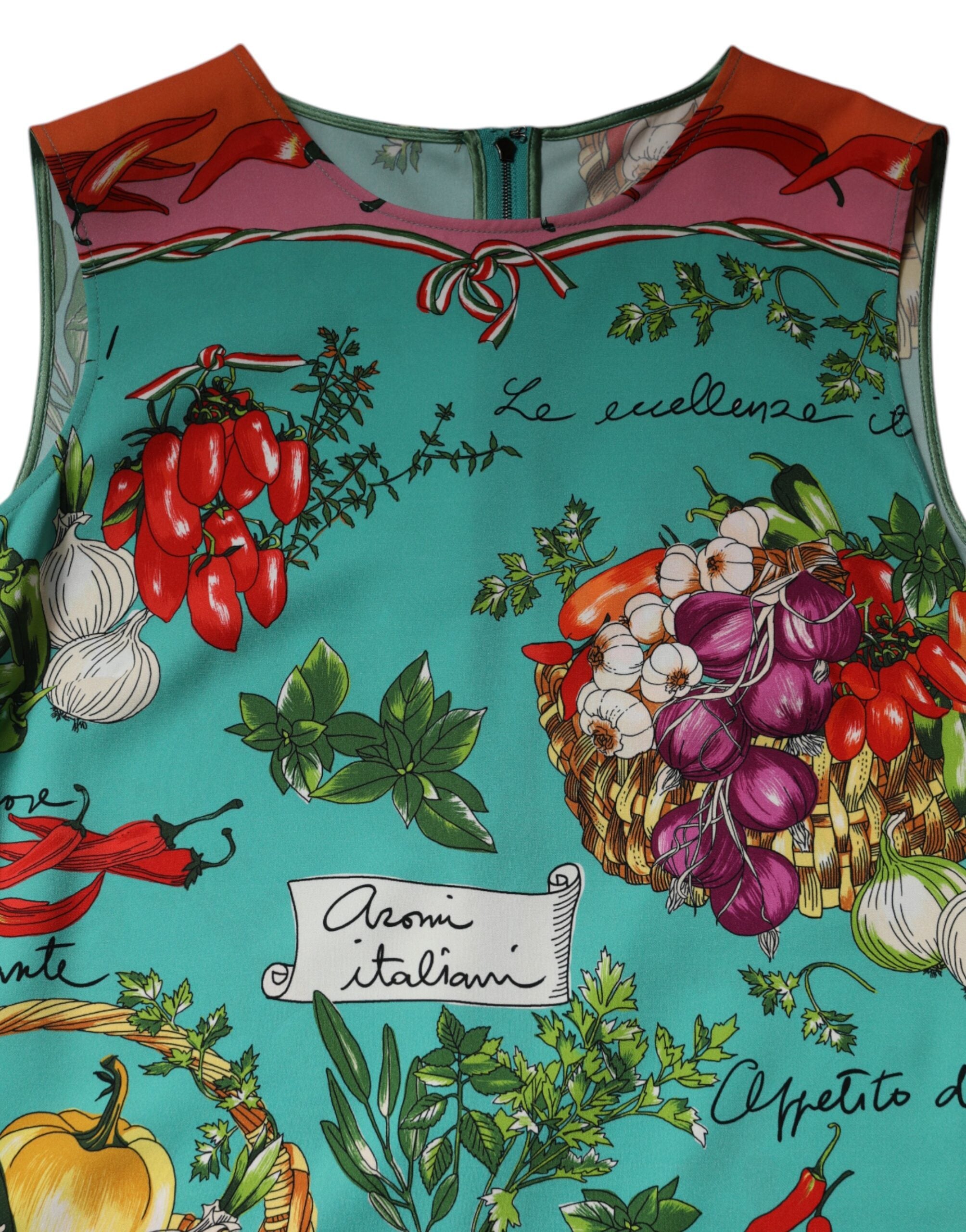 Débardeur sans manches en soie à fleurs multicolores Dolce &amp; Gabbana