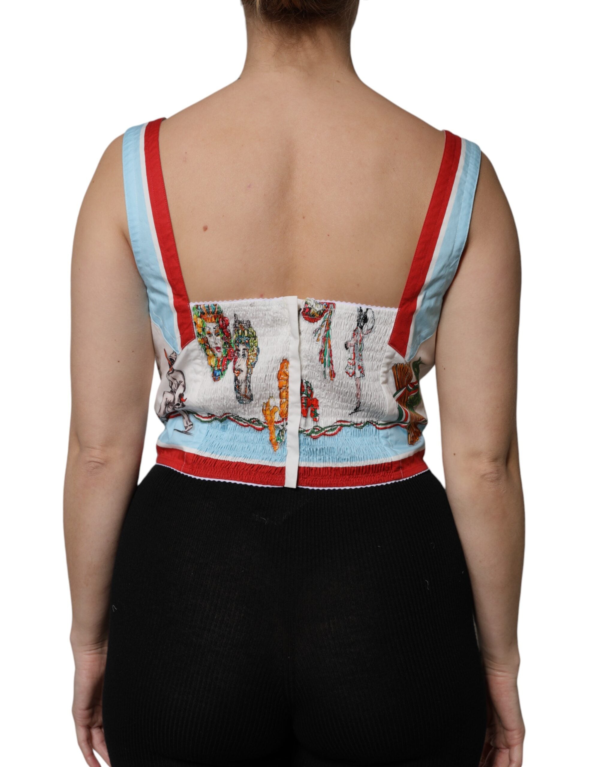 Dolce &amp; Gabbana Haut court blanc à imprimé végétal et décolleté en cœur