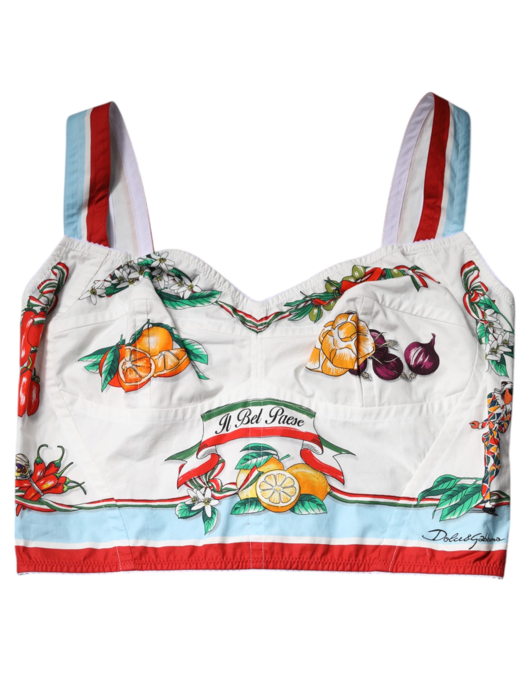 Dolce &amp; Gabbana Haut court blanc à imprimé végétal et décolleté en cœur