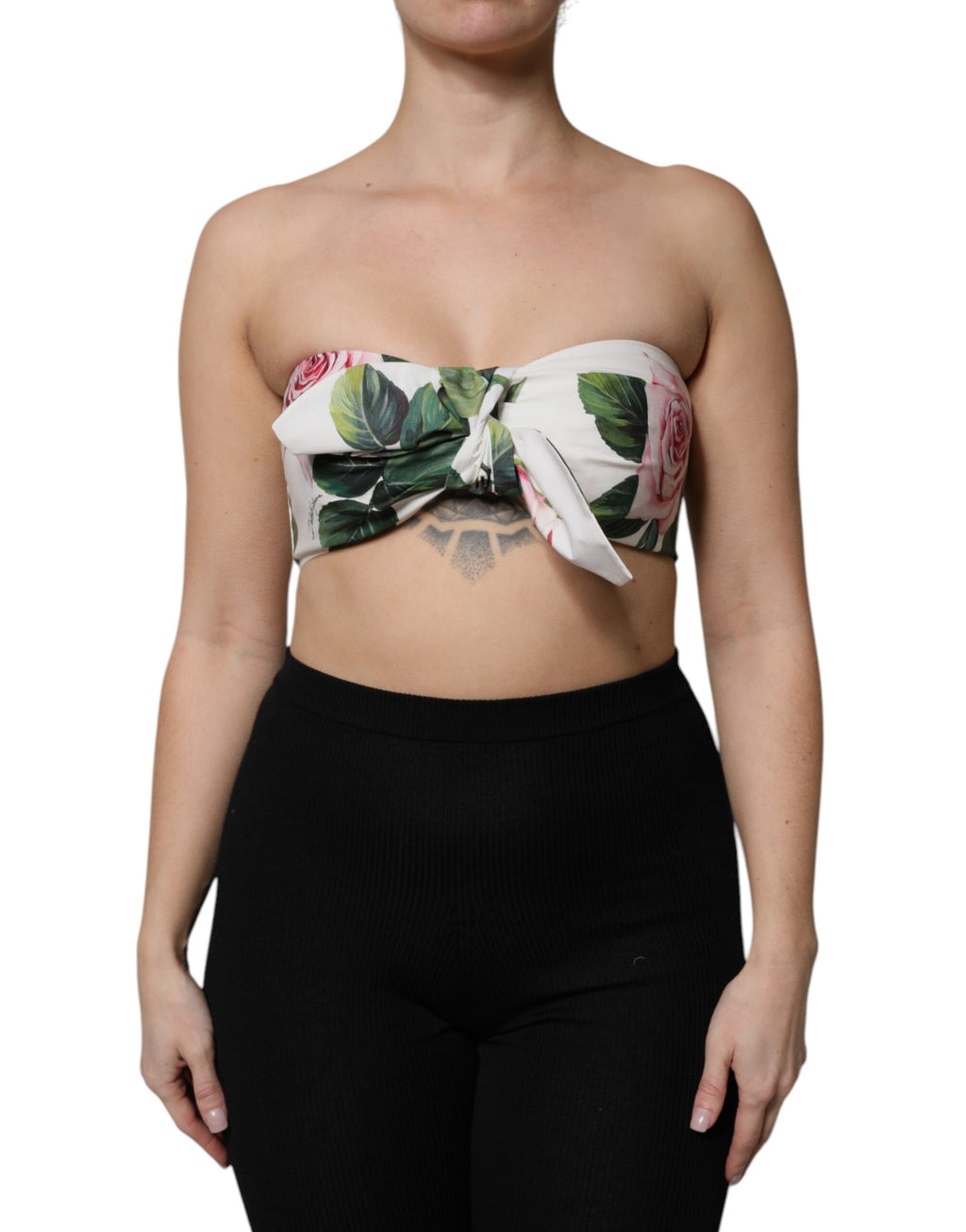 Dolce &amp; Gabbana - Haut bustier court à imprimé floral blanc