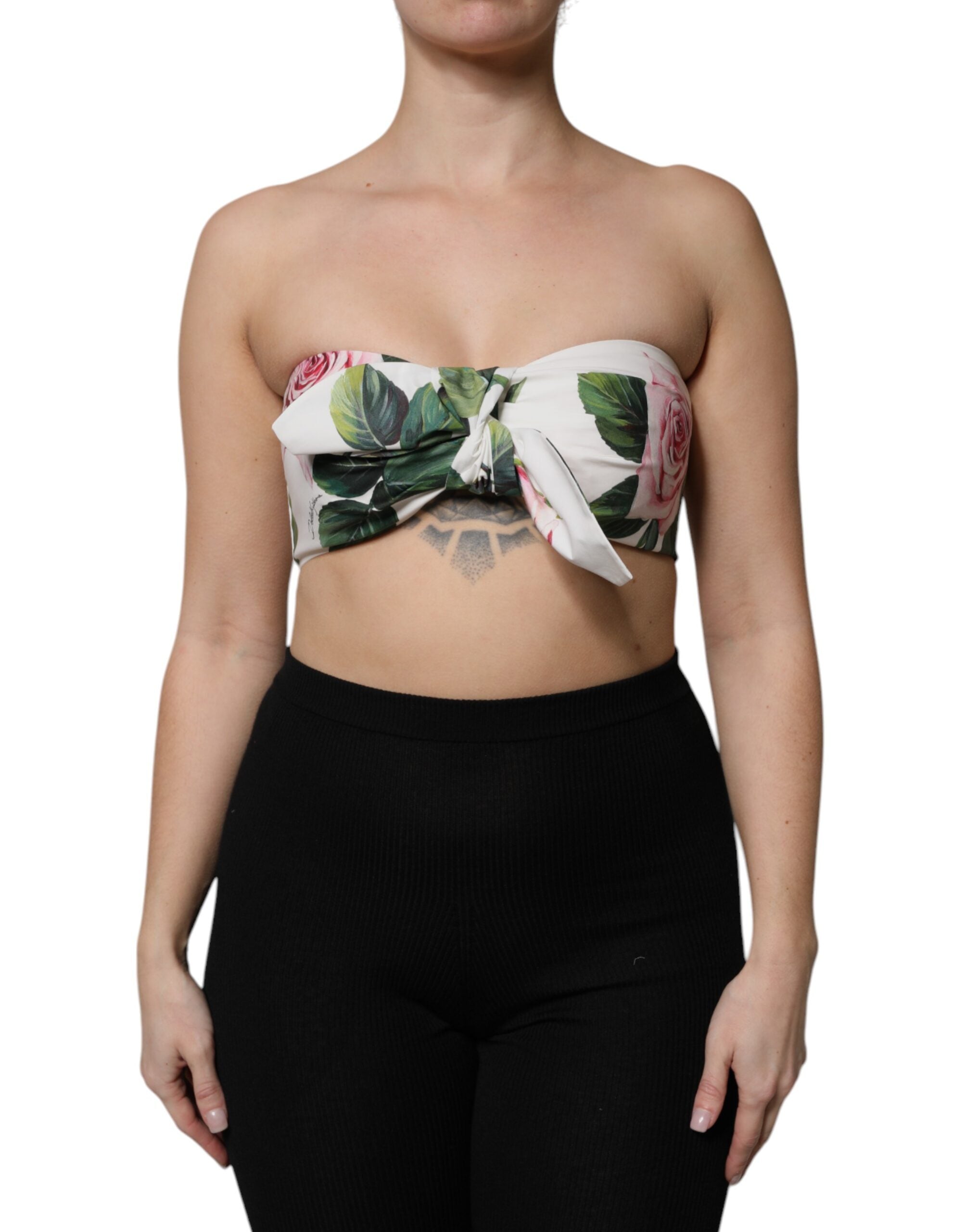 Dolce &amp; Gabbana - Haut bustier court à imprimé floral blanc