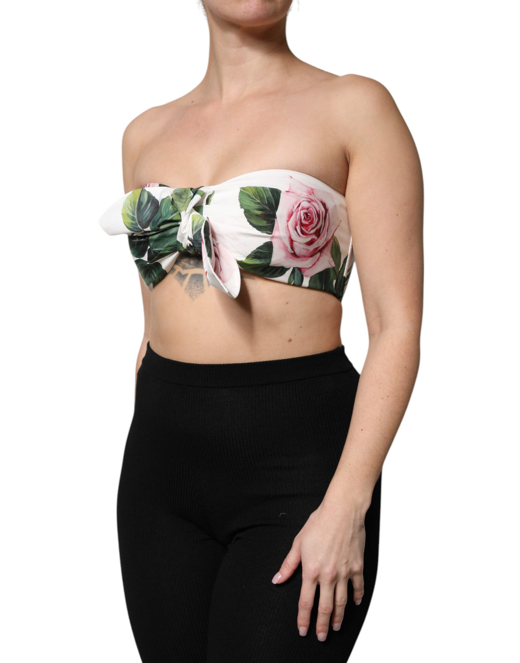 Dolce &amp; Gabbana - Haut bustier court à imprimé floral blanc