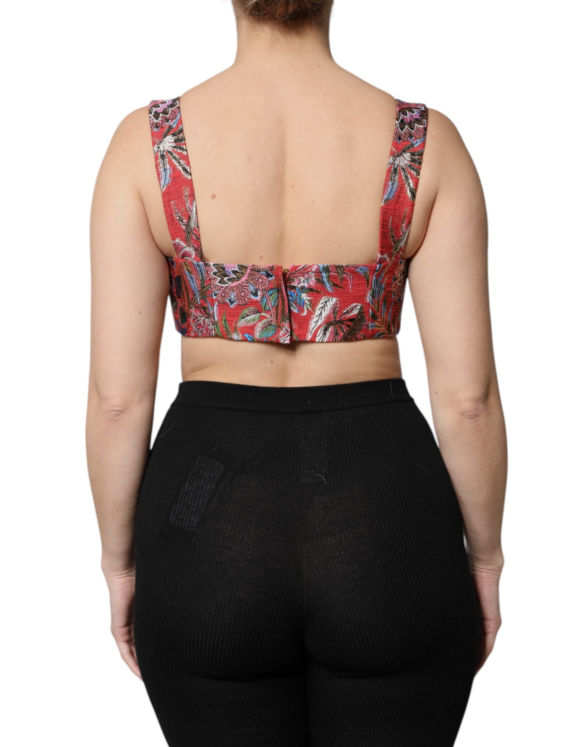 Dolce &amp; Gabbana Haut bustier court en brocart floral rouge