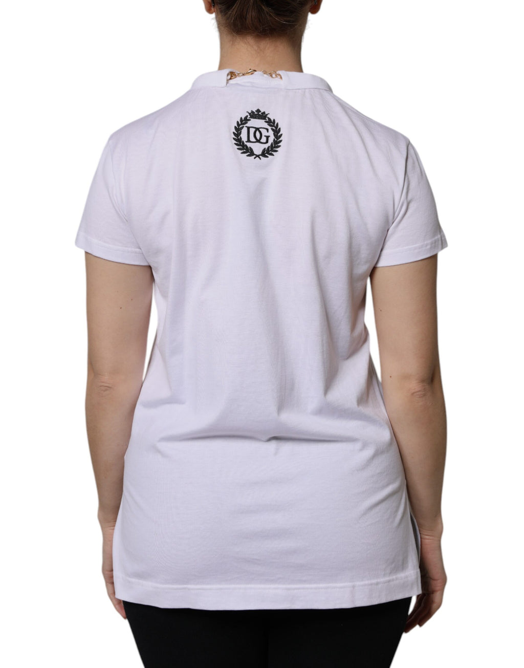 T-shirt à manches courtes en coton avec collier blanc Dolce &amp; Gabbana