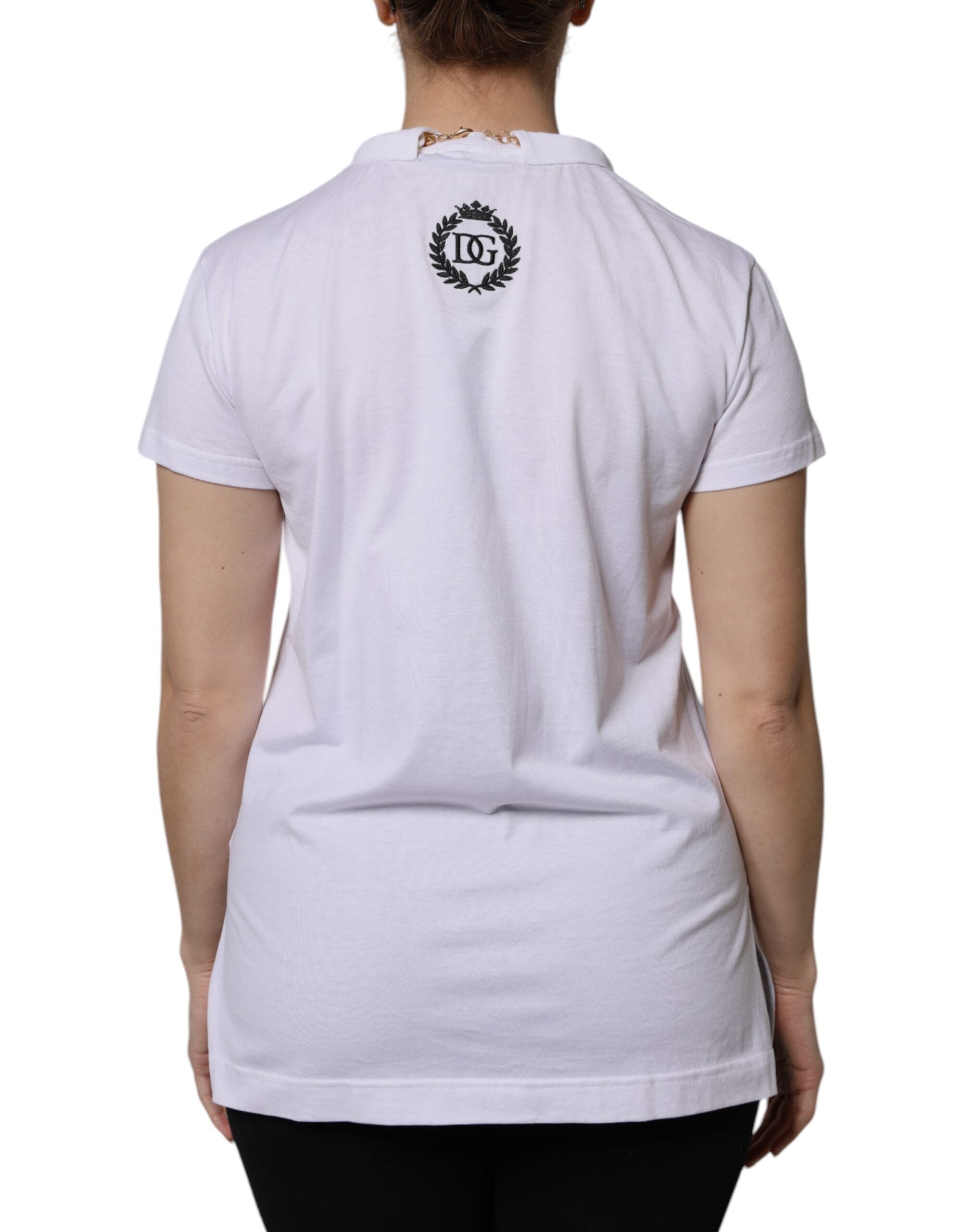 T-shirt à manches courtes en coton avec collier blanc Dolce &amp; Gabbana