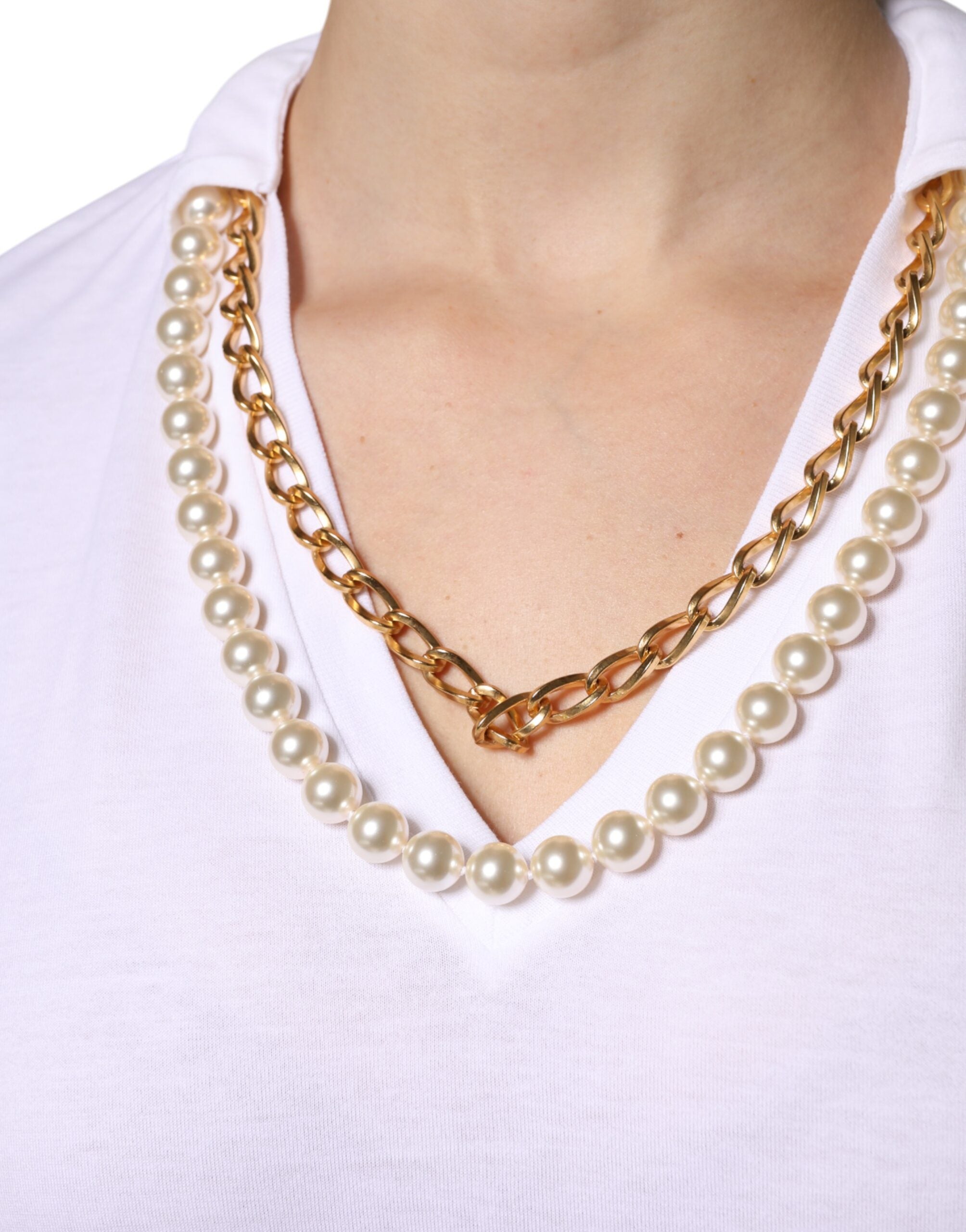 T-shirt à manches courtes en coton avec collier blanc Dolce &amp; Gabbana