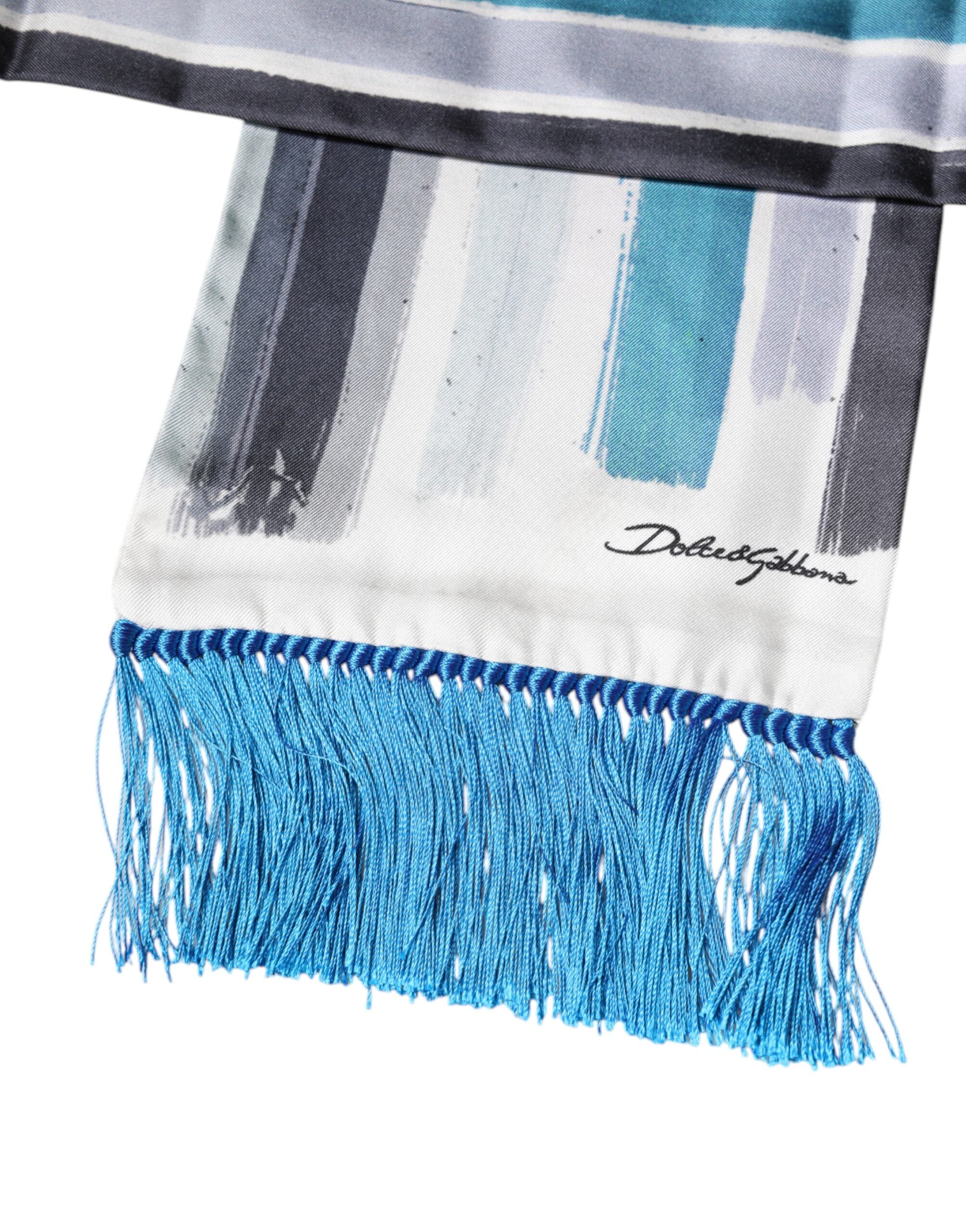 Foulard en soie à rayures multicolores Dolce &amp; Gabbana