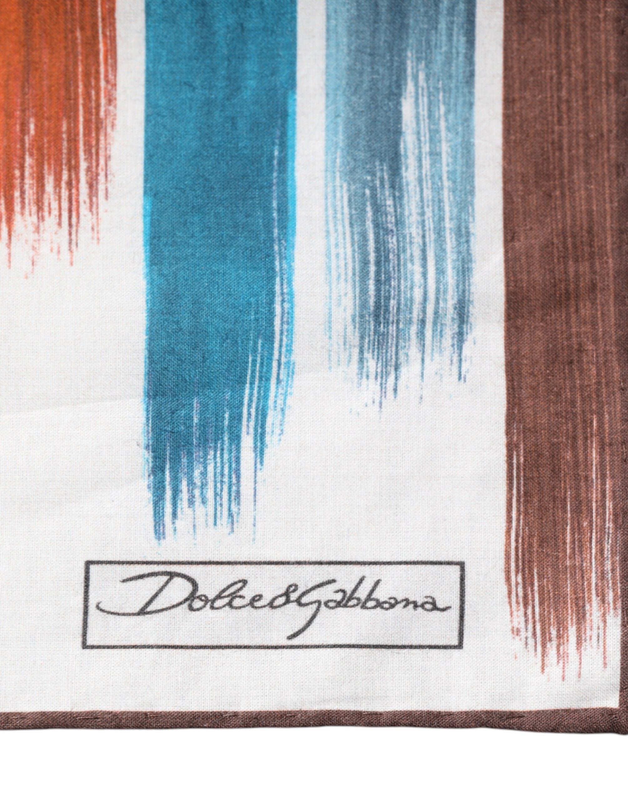 Foulard carré en coton à rayures multicolores Dolce &amp; Gabbana