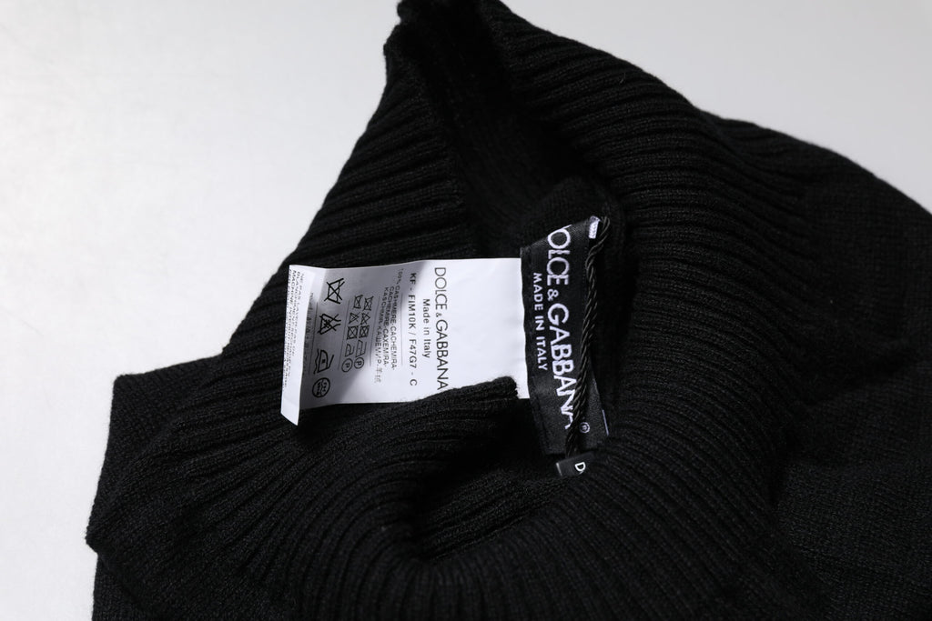 Dolce &amp; Gabbana – Schwarzer, gestrickter Halswärmer-Foulardschal aus Kaschmir