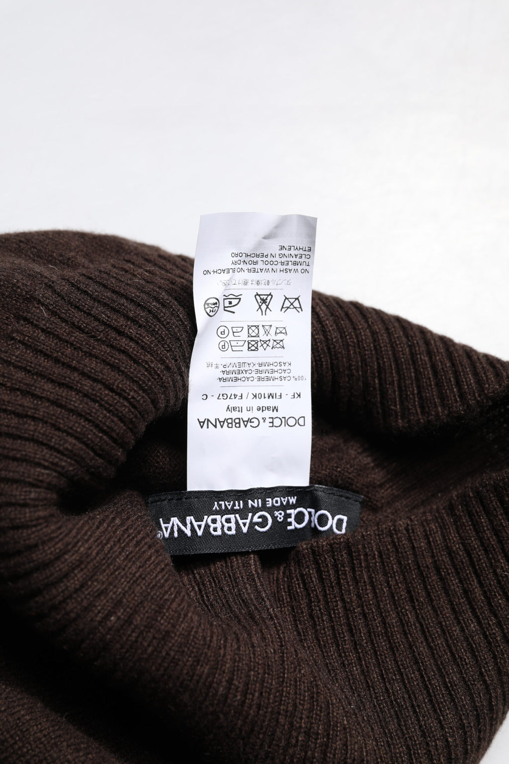 Foulard cache-cou en cachemire marron Dolce &amp; Gabbana