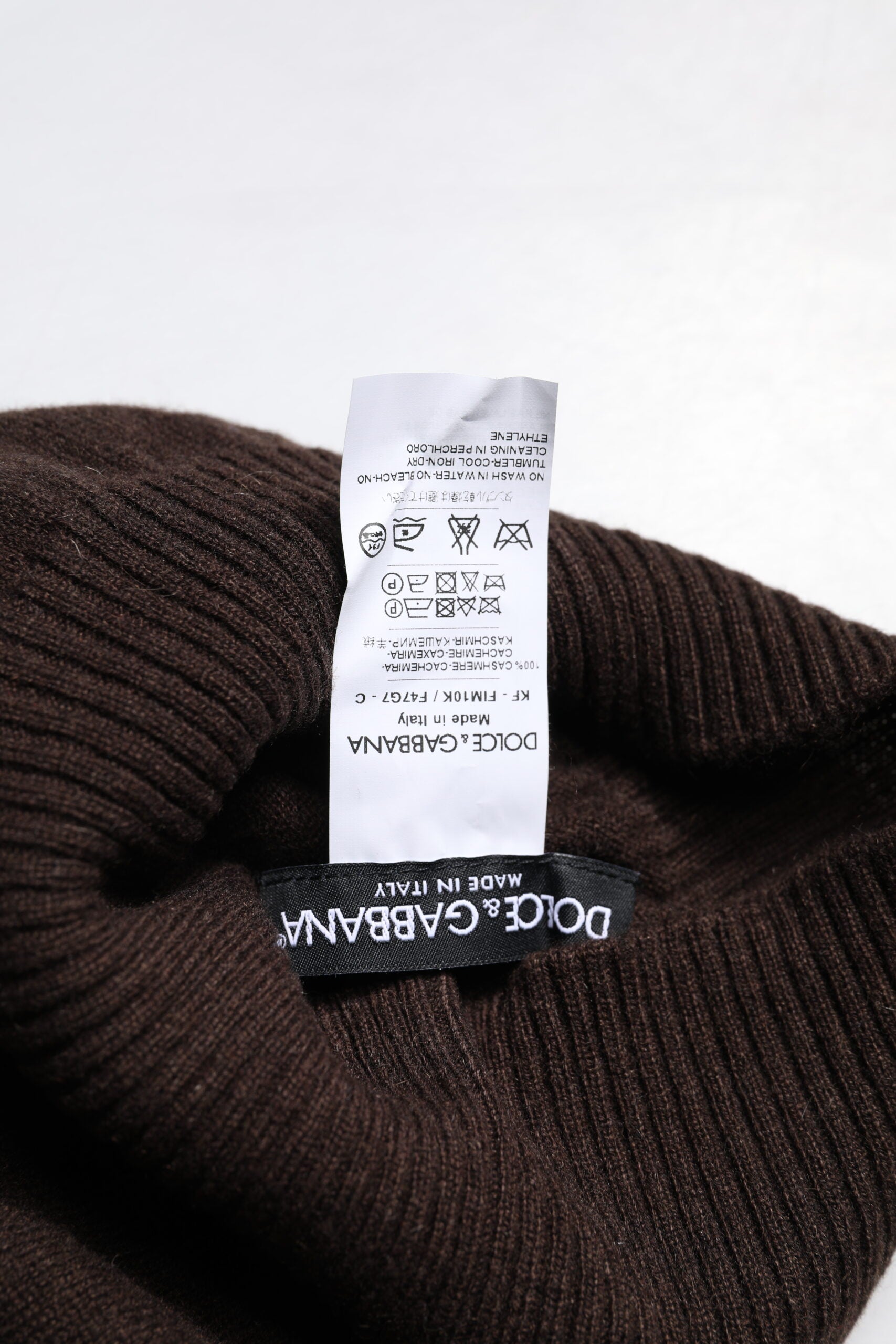 Foulard cache-cou en cachemire marron Dolce &amp; Gabbana