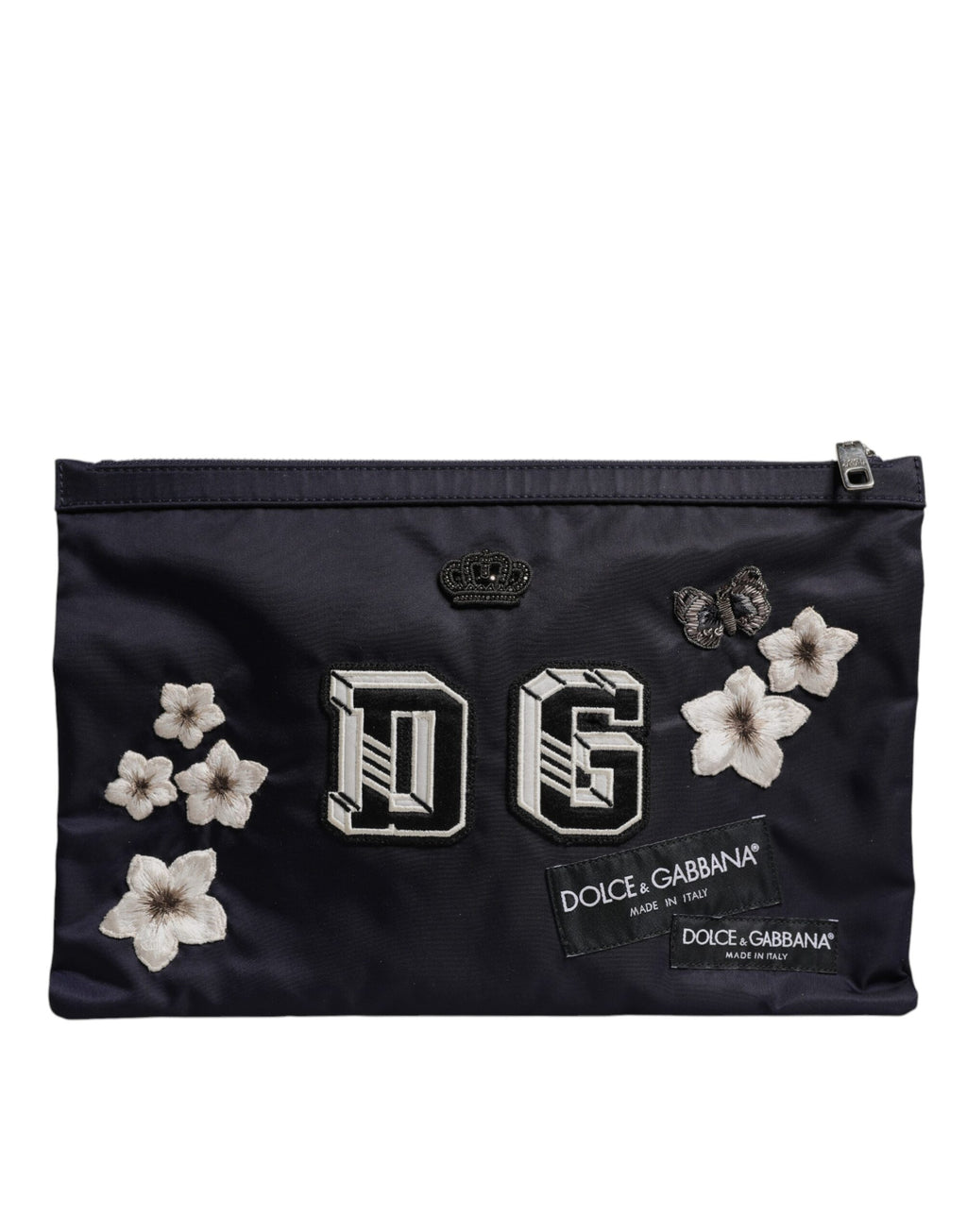 Pochette Dolce &amp; Gabbana bleue ornée d'un patch logo DG