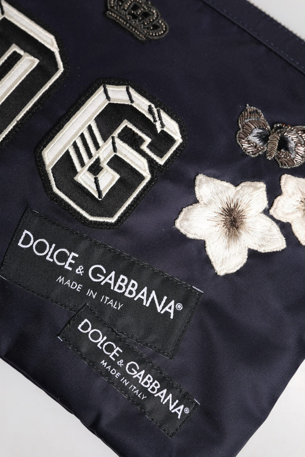 Pochette Dolce &amp; Gabbana bleue ornée d'un patch logo DG