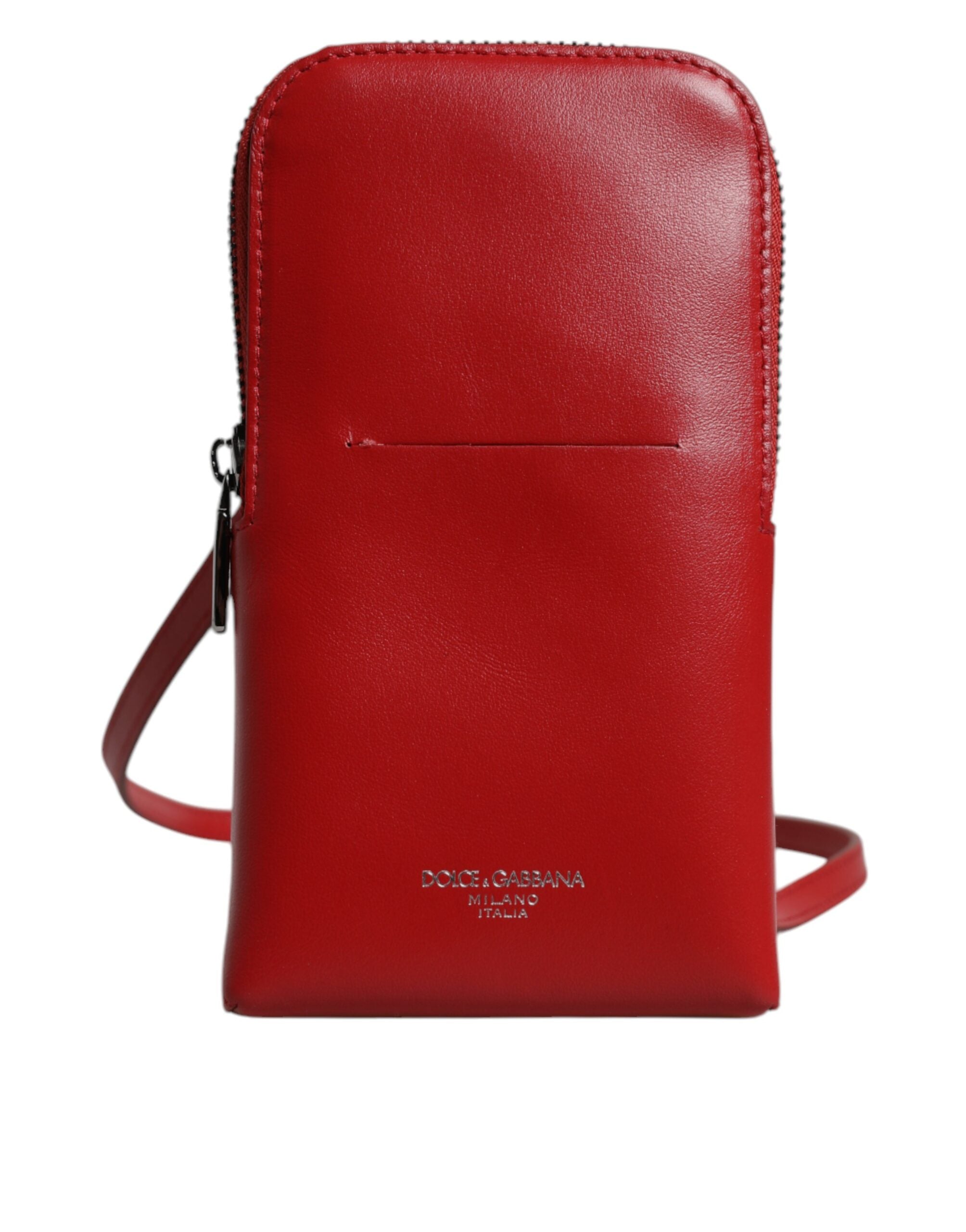 Sac à bandoulière en cuir rouge Dolce &amp; Gabbana pour téléphone