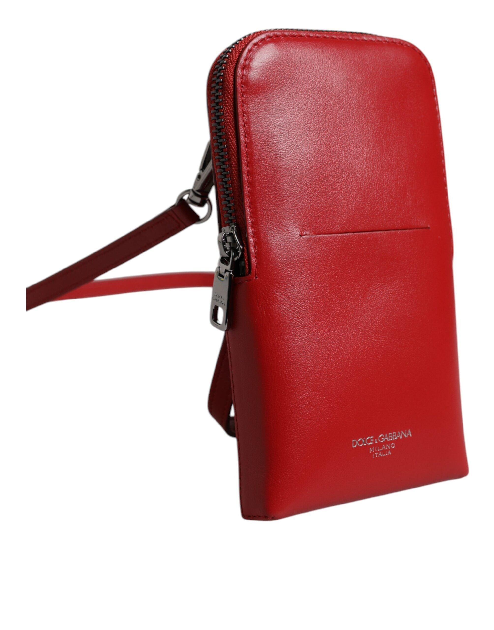 Sac à bandoulière en cuir rouge Dolce &amp; Gabbana pour téléphone