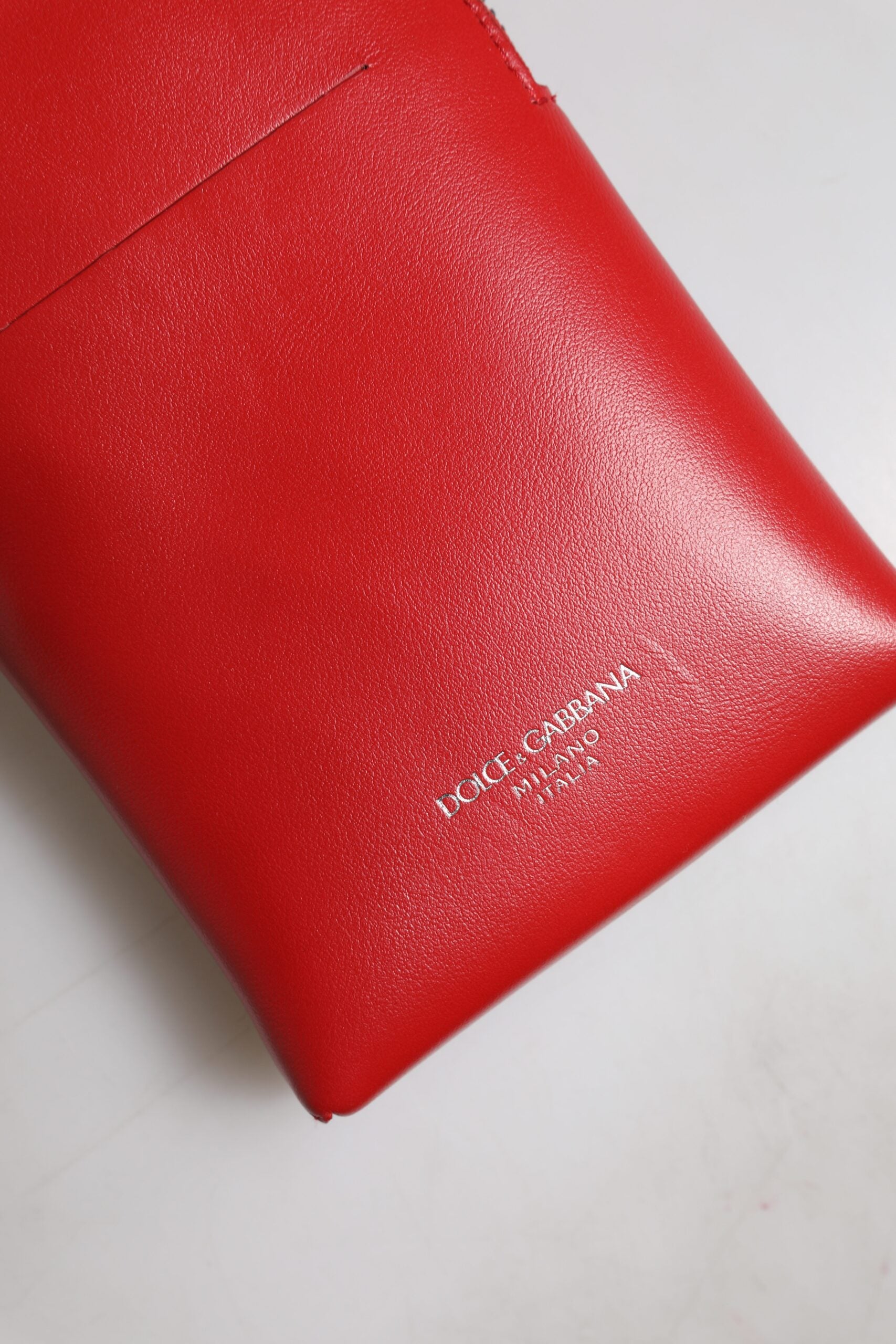 Sac à bandoulière en cuir rouge Dolce &amp; Gabbana pour téléphone