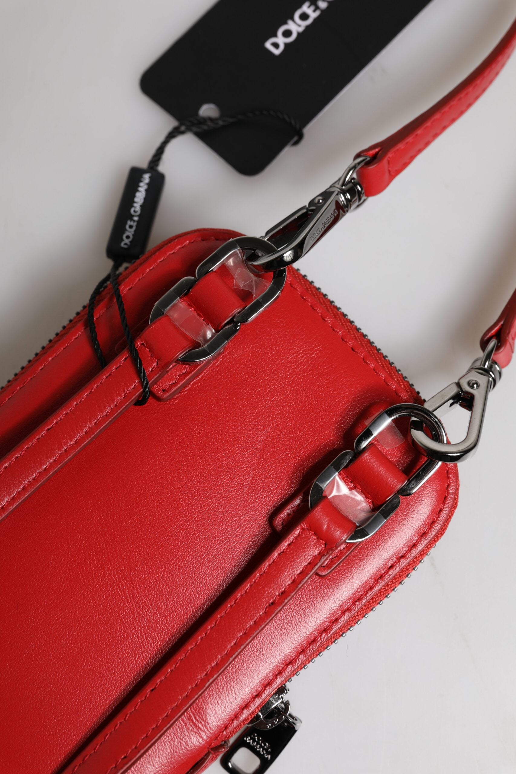Sac à bandoulière en cuir rouge Dolce &amp; Gabbana pour téléphone