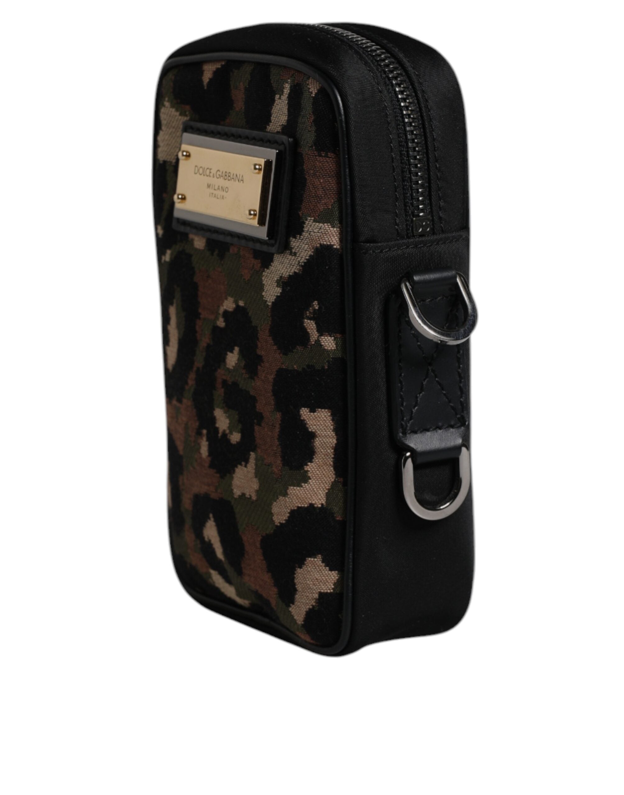 Sac à bandoulière Dolce &amp; Gabbana en jacquard léopard multicolore avec logo et plaque