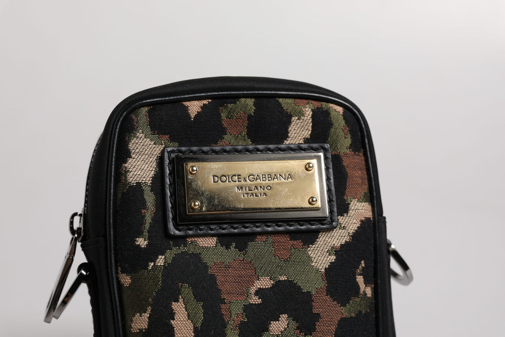 Sac à bandoulière Dolce &amp; Gabbana en jacquard léopard multicolore avec logo et plaque