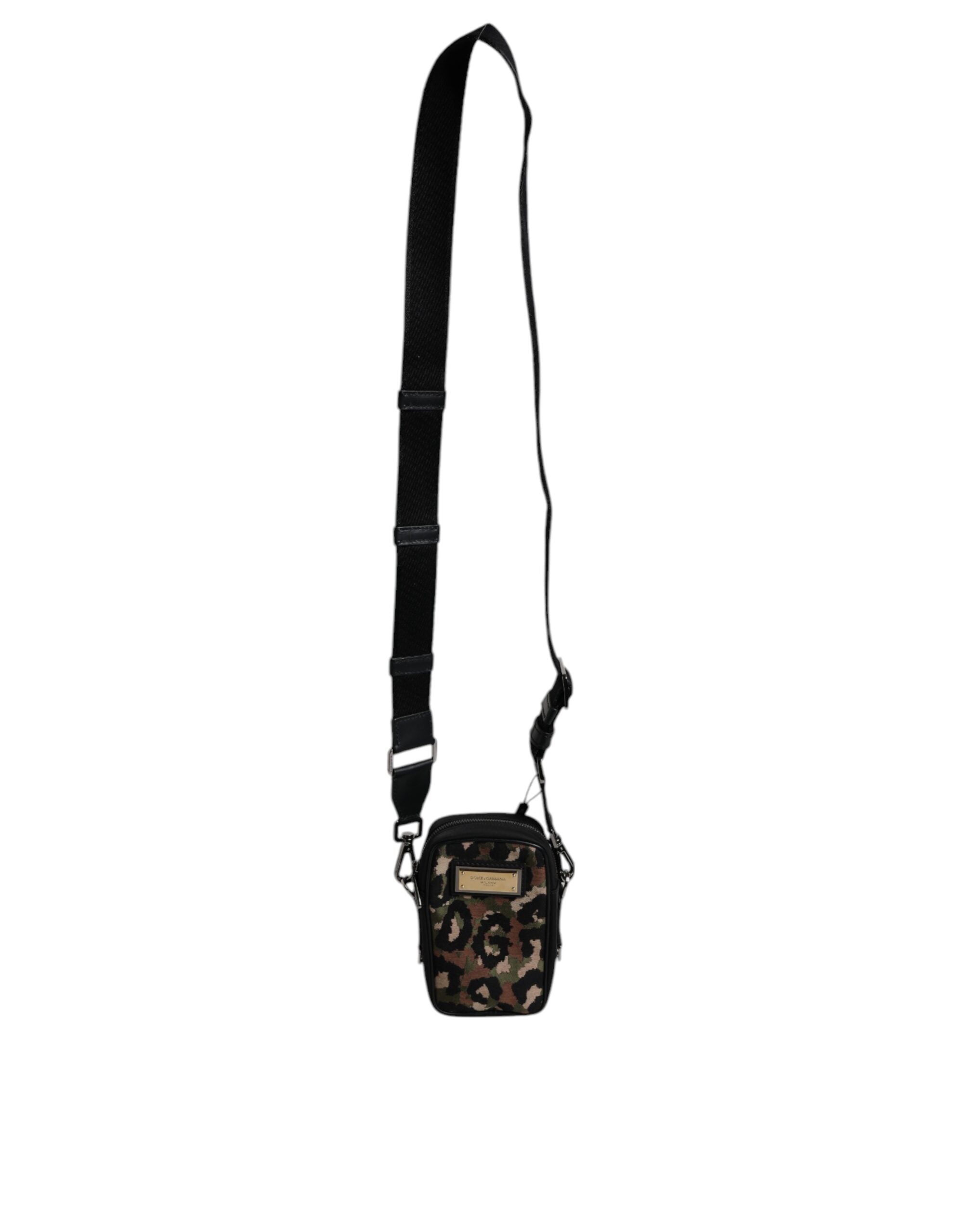 Sac à bandoulière Dolce &amp; Gabbana en jacquard léopard multicolore avec logo et plaque