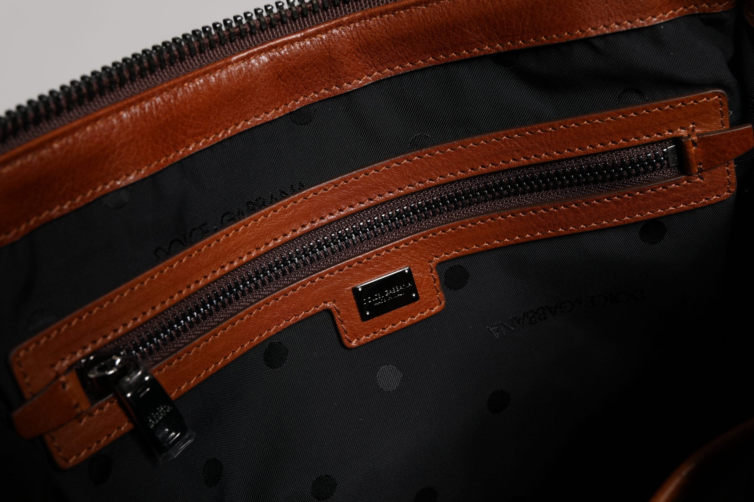 Sac à bandoulière en cuir et coton beige marron Dolce &amp; Gabbana