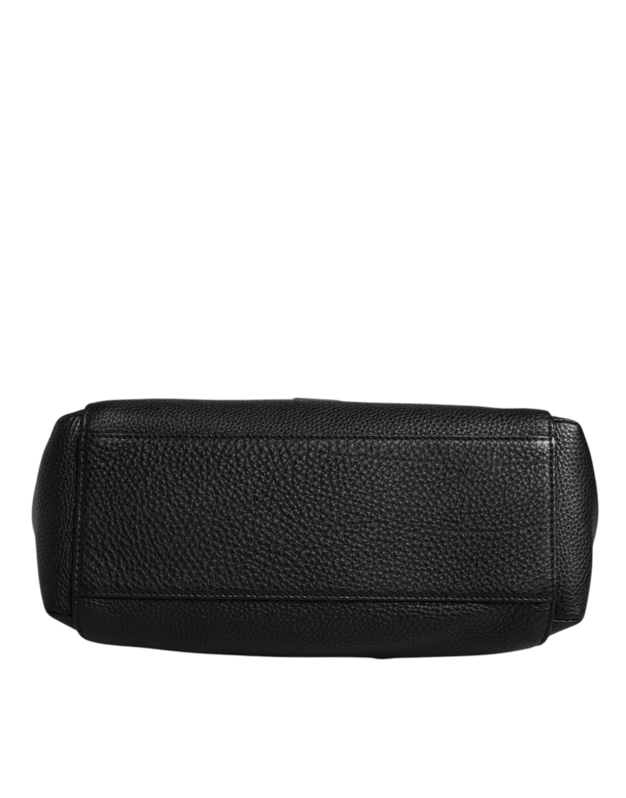 Sac bandoulière en cuir noir Dolce &amp; Gabbana avec plaque logo