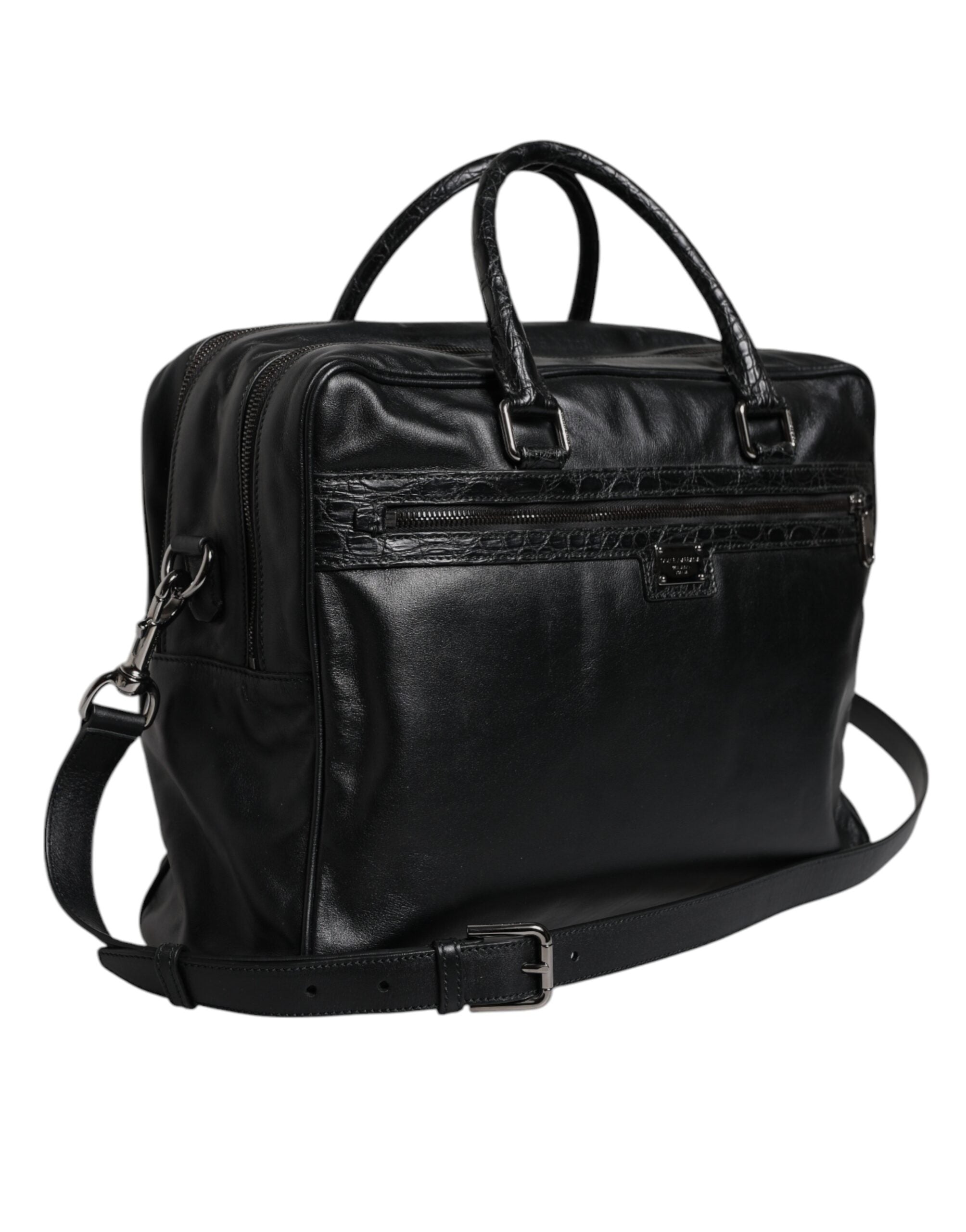 Sac bandoulière en cuir noir Dolce &amp; Gabbana