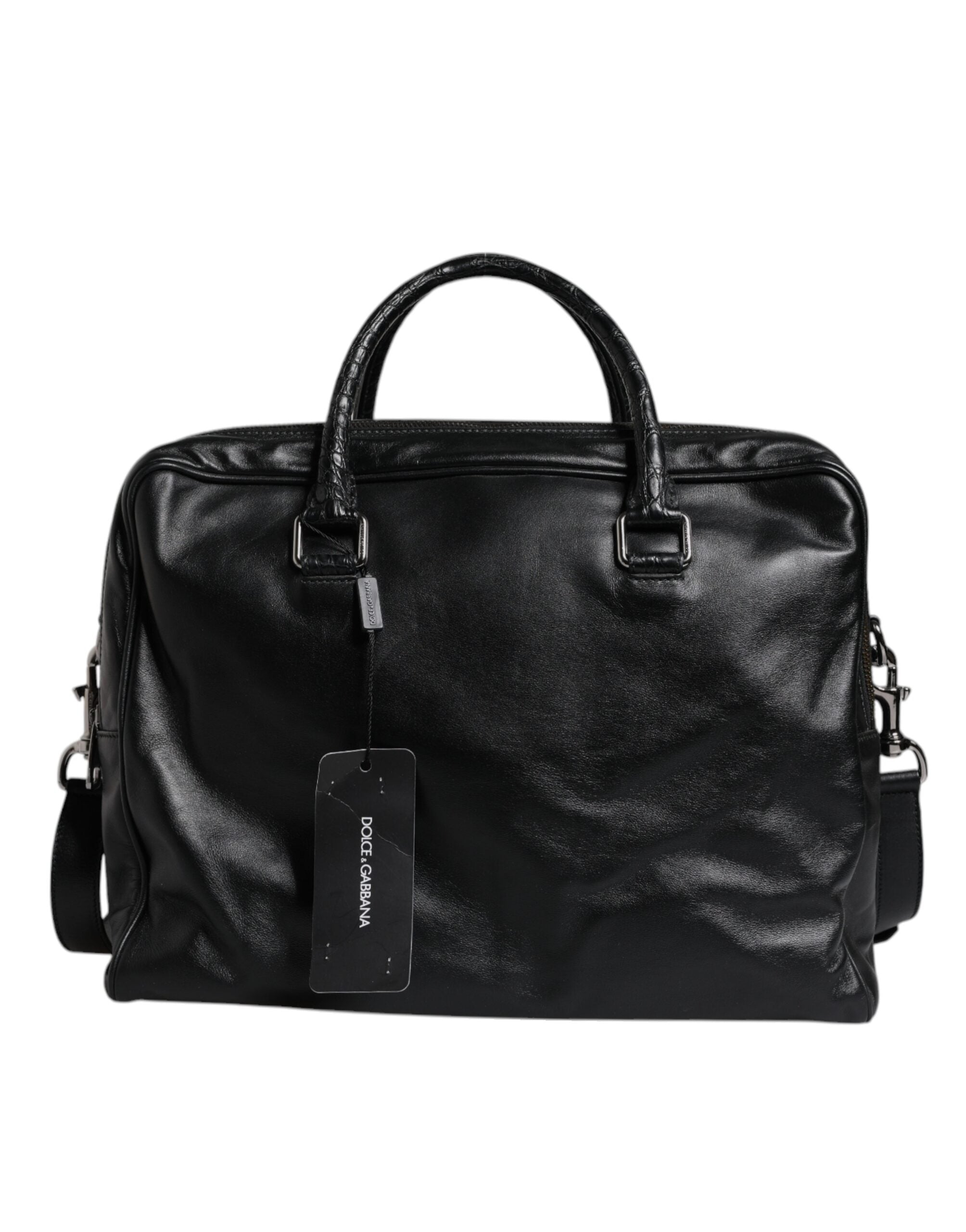 Sac bandoulière en cuir noir Dolce &amp; Gabbana