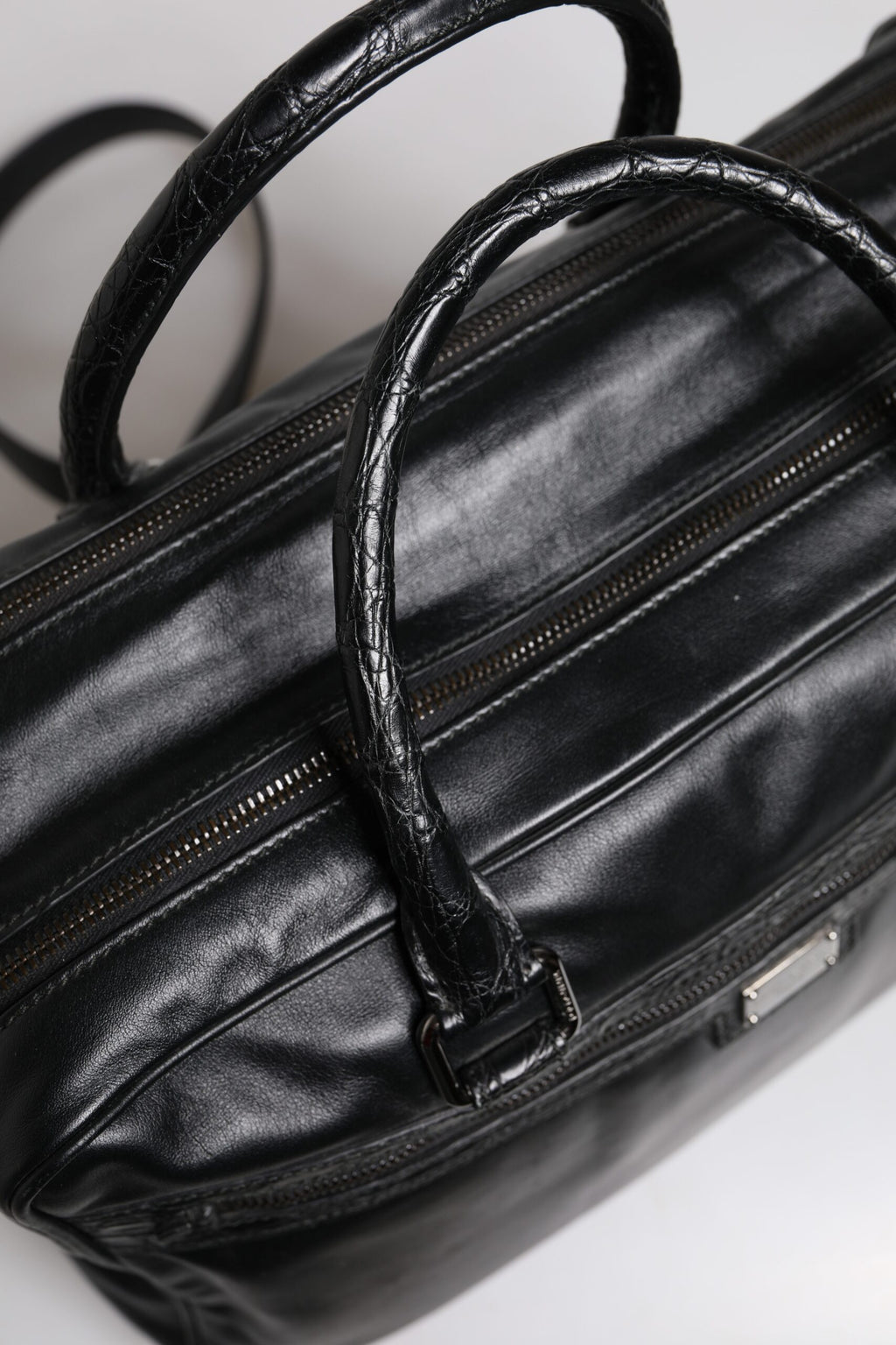Sac bandoulière en cuir noir Dolce &amp; Gabbana
