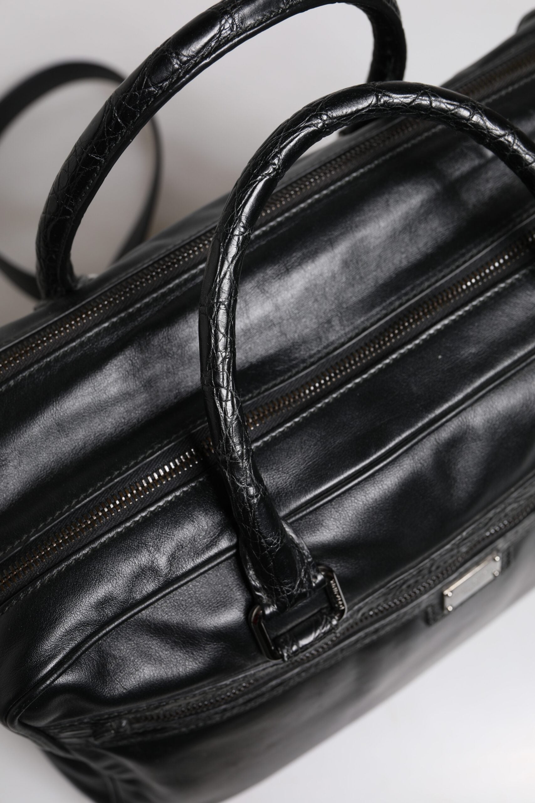 Sac bandoulière en cuir noir Dolce &amp; Gabbana