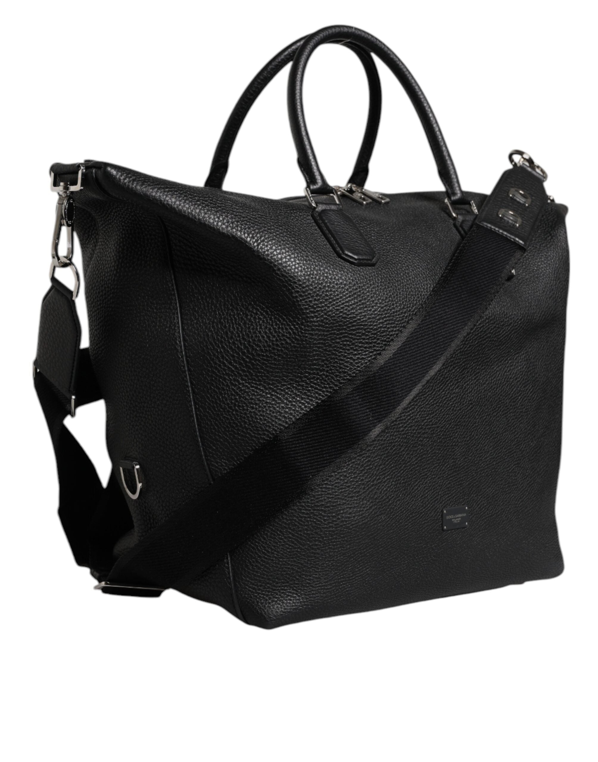 Dolce &amp; Gabbana – Reisetasche aus schwarzem Kalbsleder mit Schulterriemen