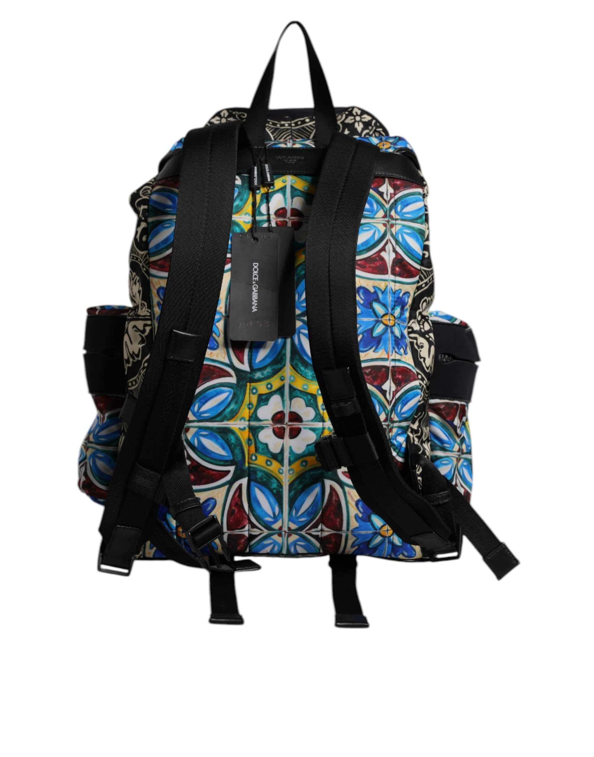 Sac à dos en nylon imprimé majolique multicolore Dolce &amp; Gabbana