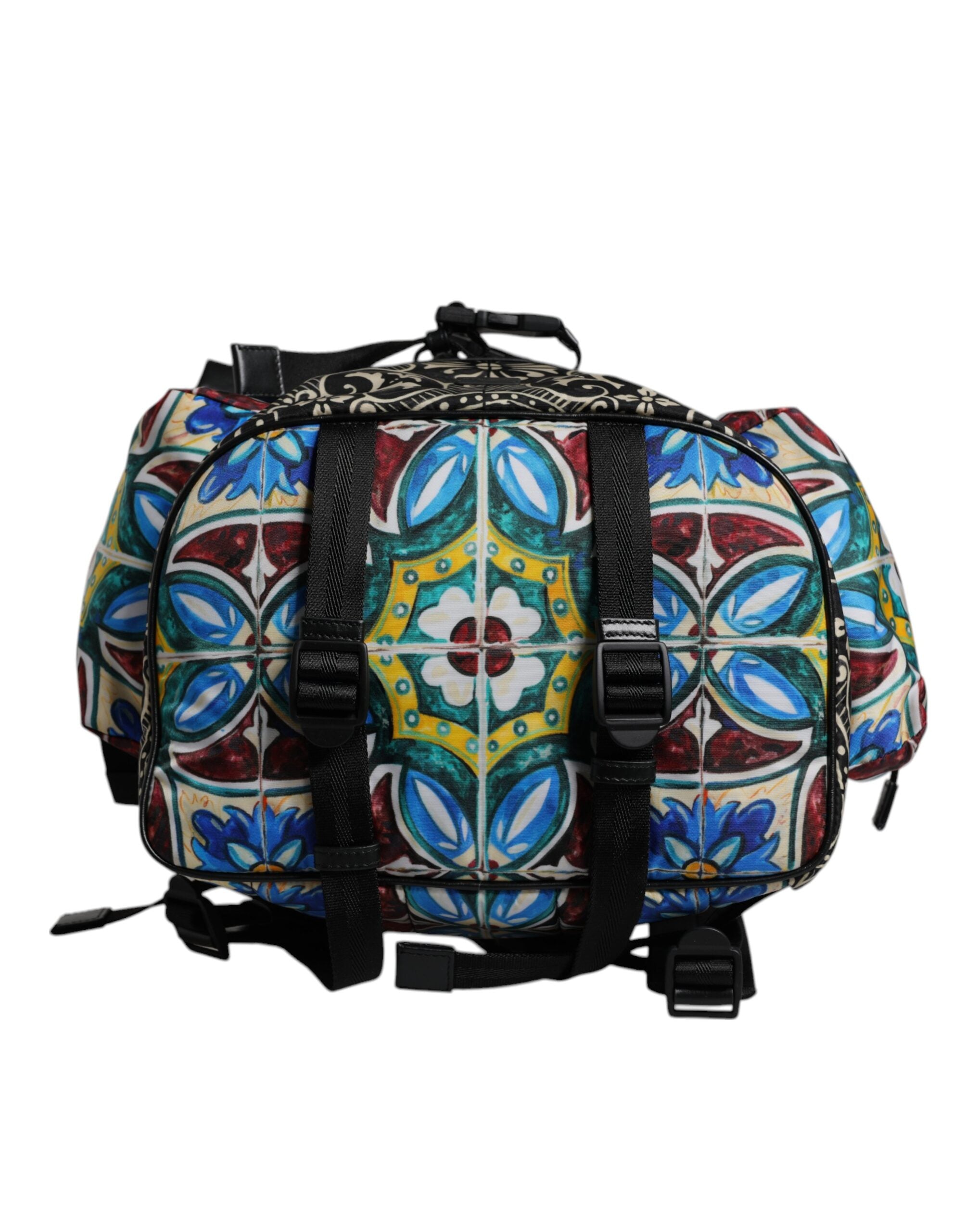Sac à dos en nylon imprimé majolique multicolore Dolce &amp; Gabbana