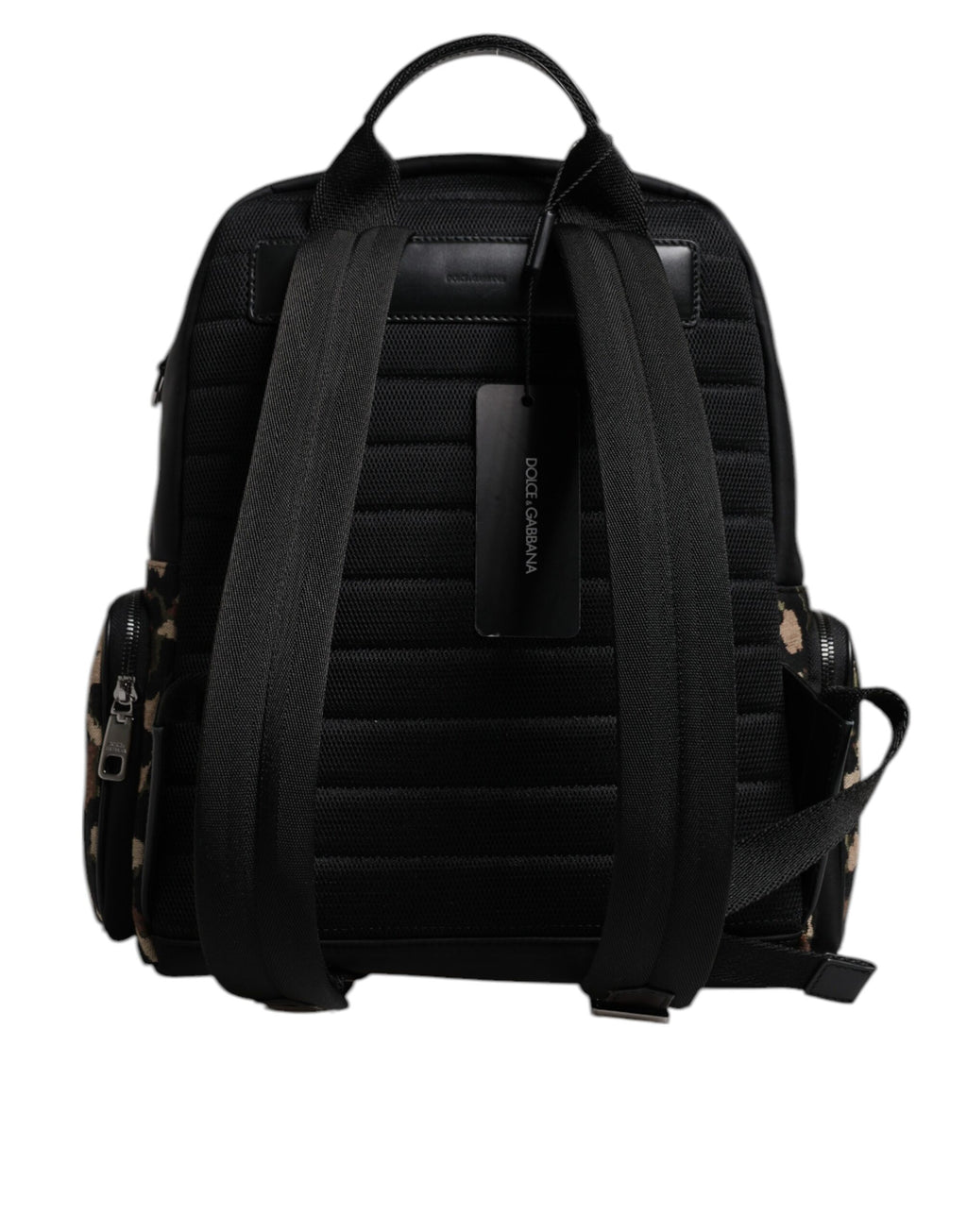 Dolce &amp; Gabbana Mehrfarbiger Rucksack mit DG-Logo-Plakette und Leopardenmuster für Männer