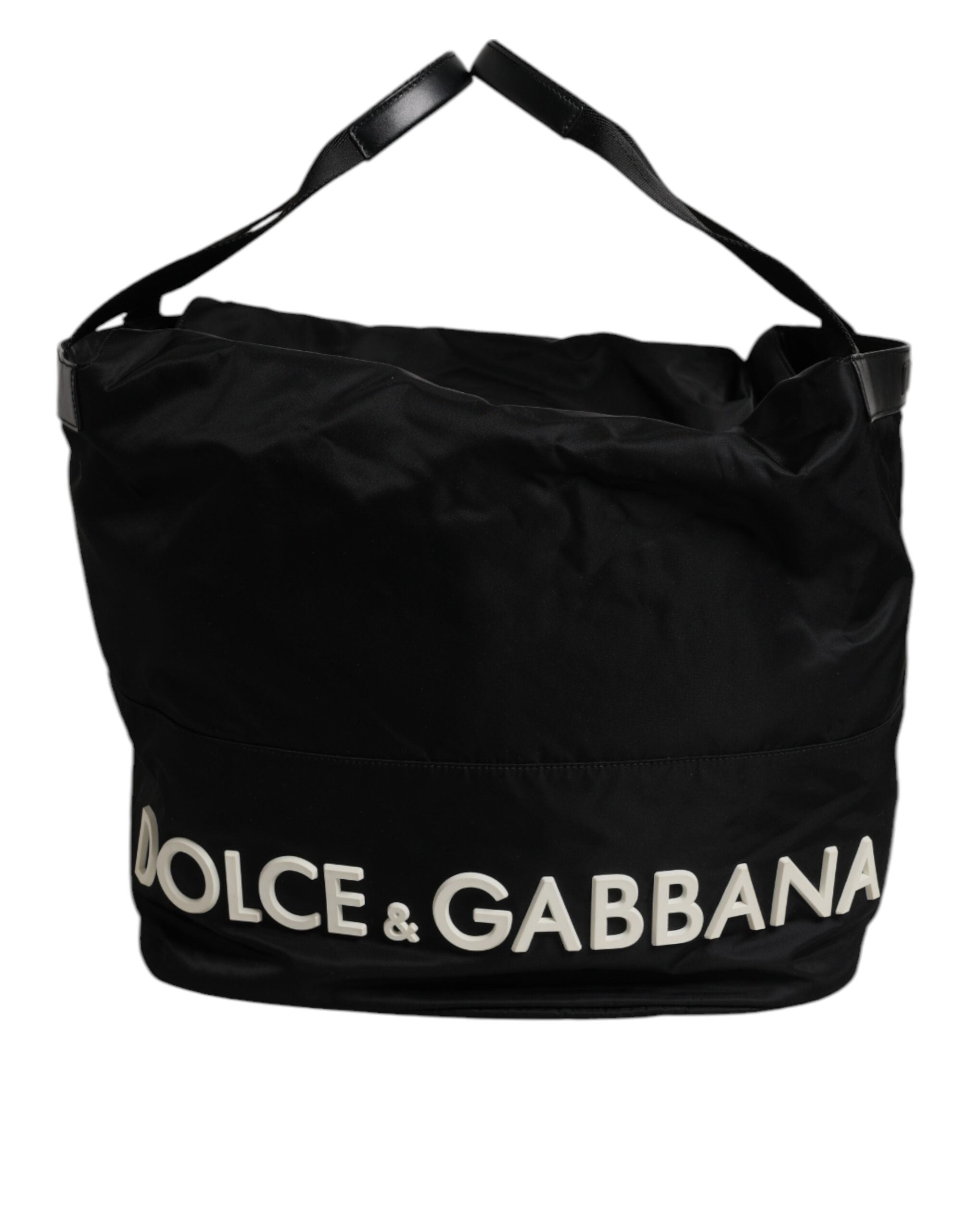 Sac seau à bandoulière Dolce &amp; Gabbana en nylon noir et blanc avec logo emblématique