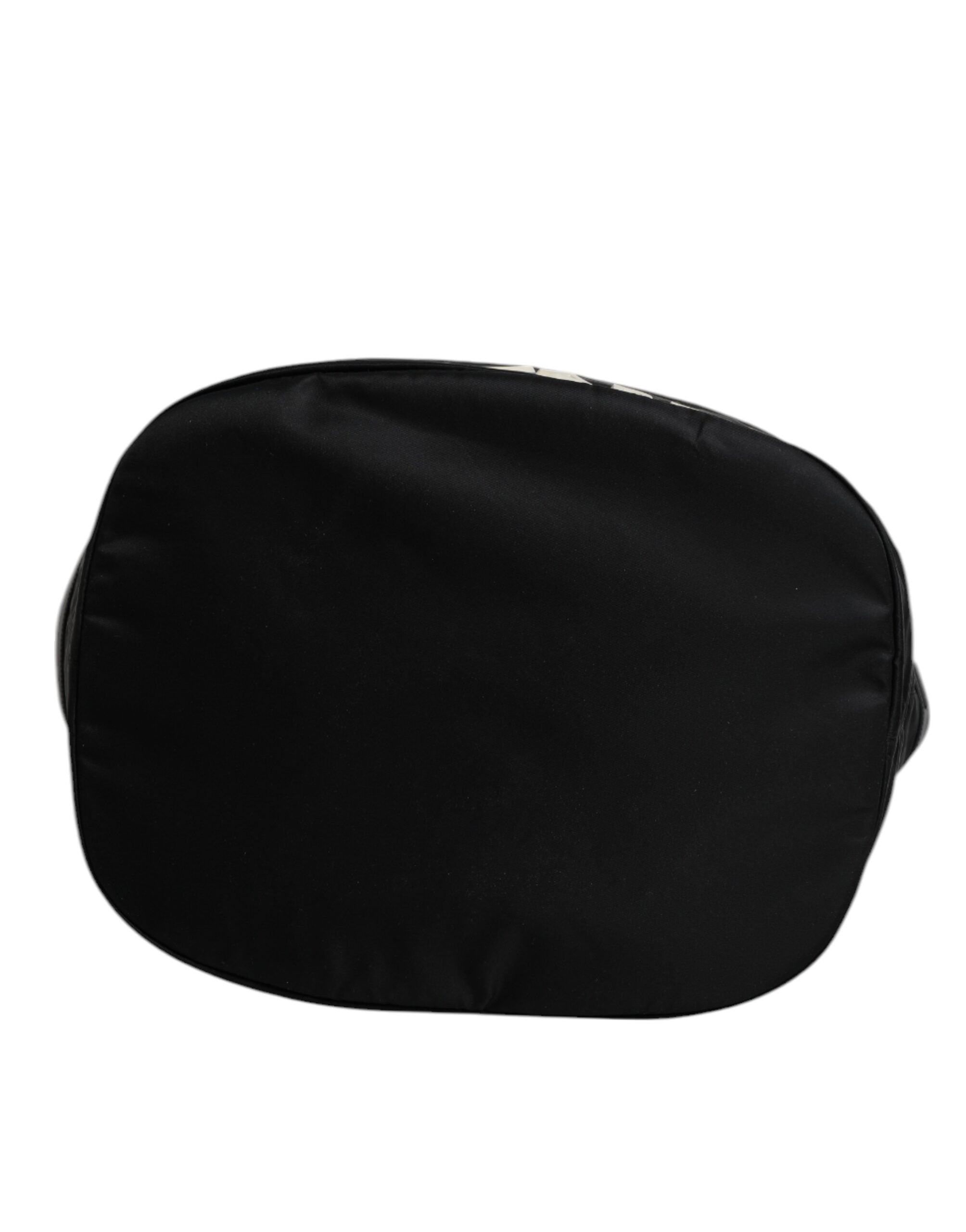 Sac seau à bandoulière Dolce &amp; Gabbana en nylon noir et blanc avec logo emblématique