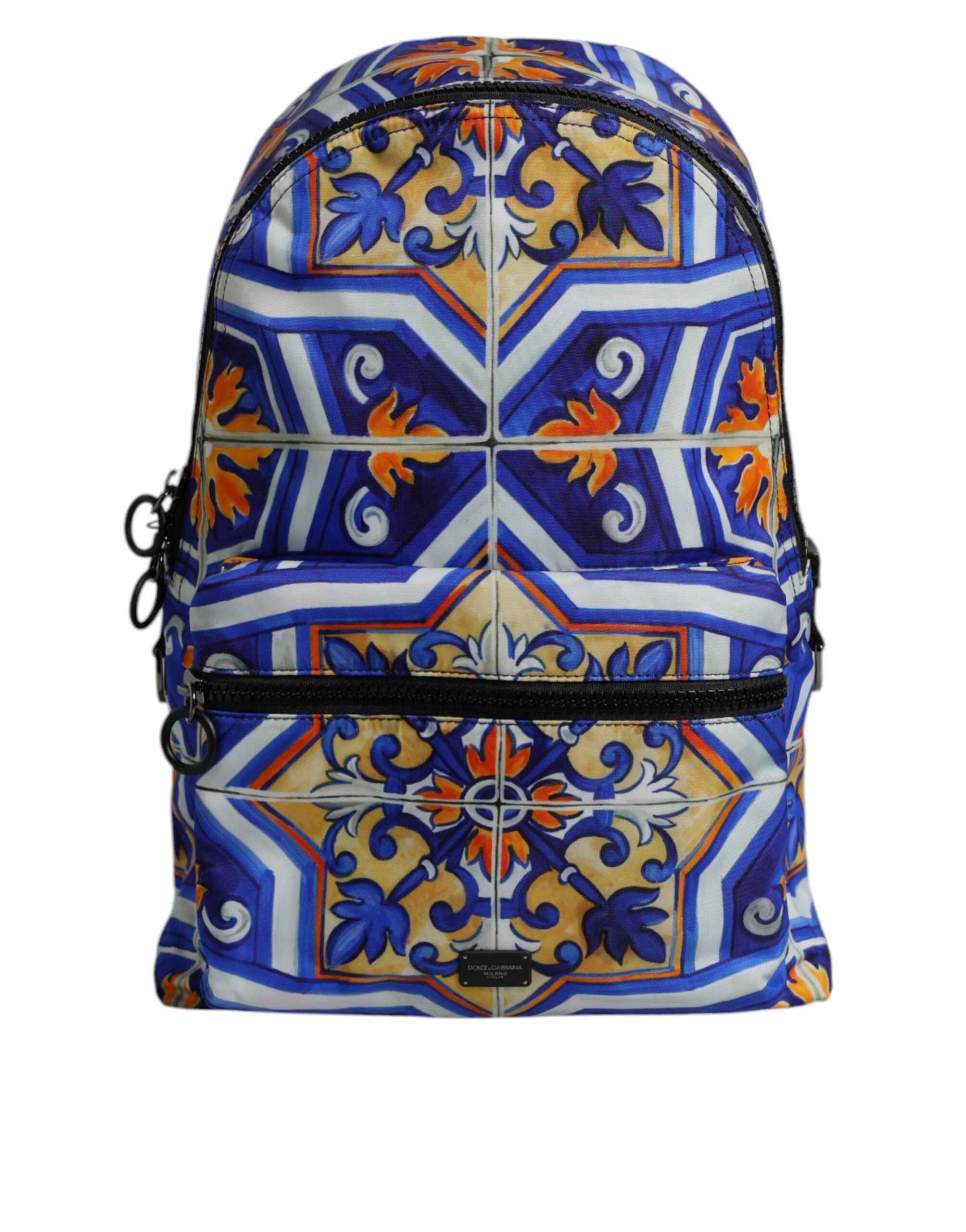 Sac à dos de voyage en nylon imprimé majolique multicolore Dolce &amp; Gabbana