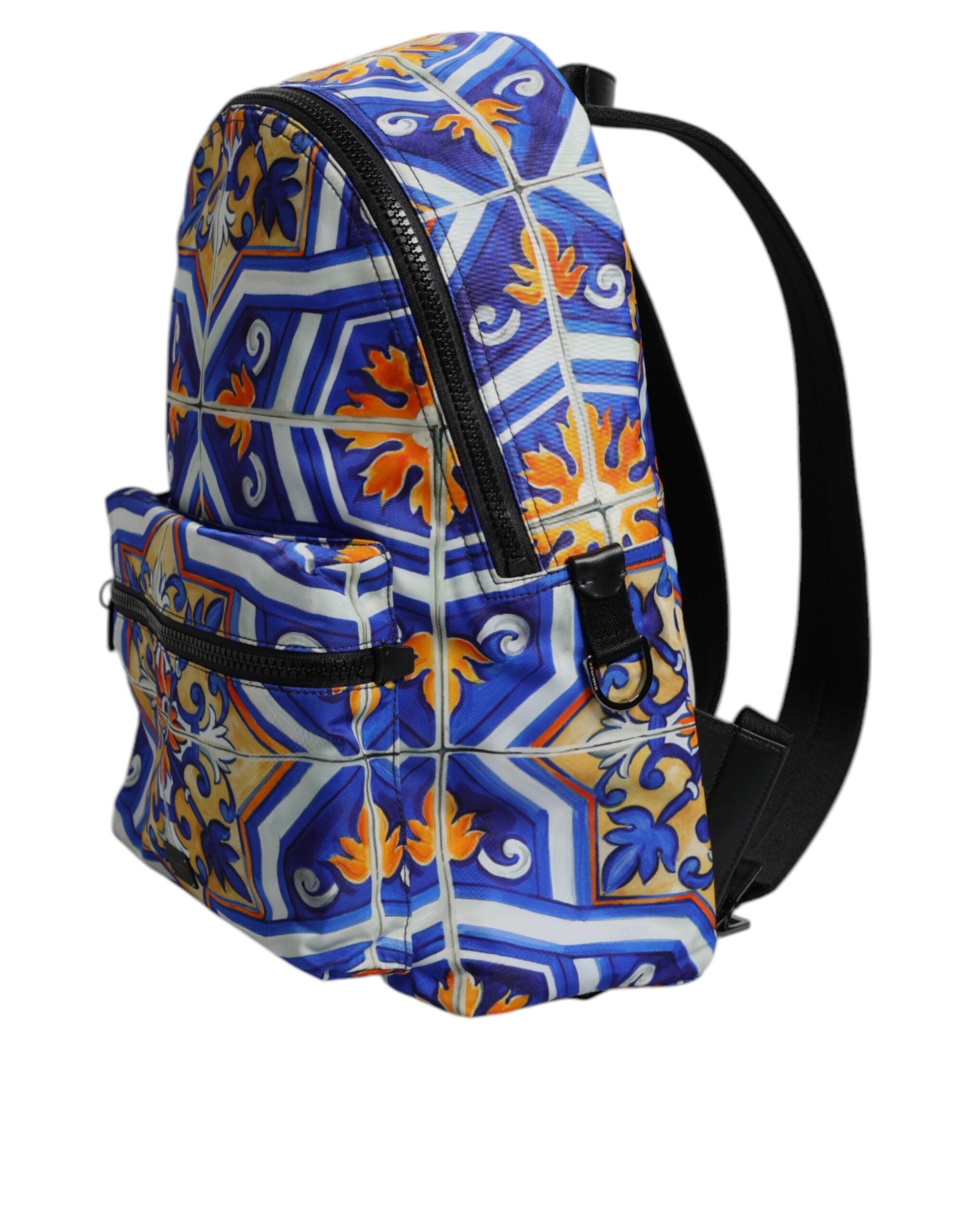 Sac à dos de voyage en nylon imprimé majolique multicolore Dolce &amp; Gabbana