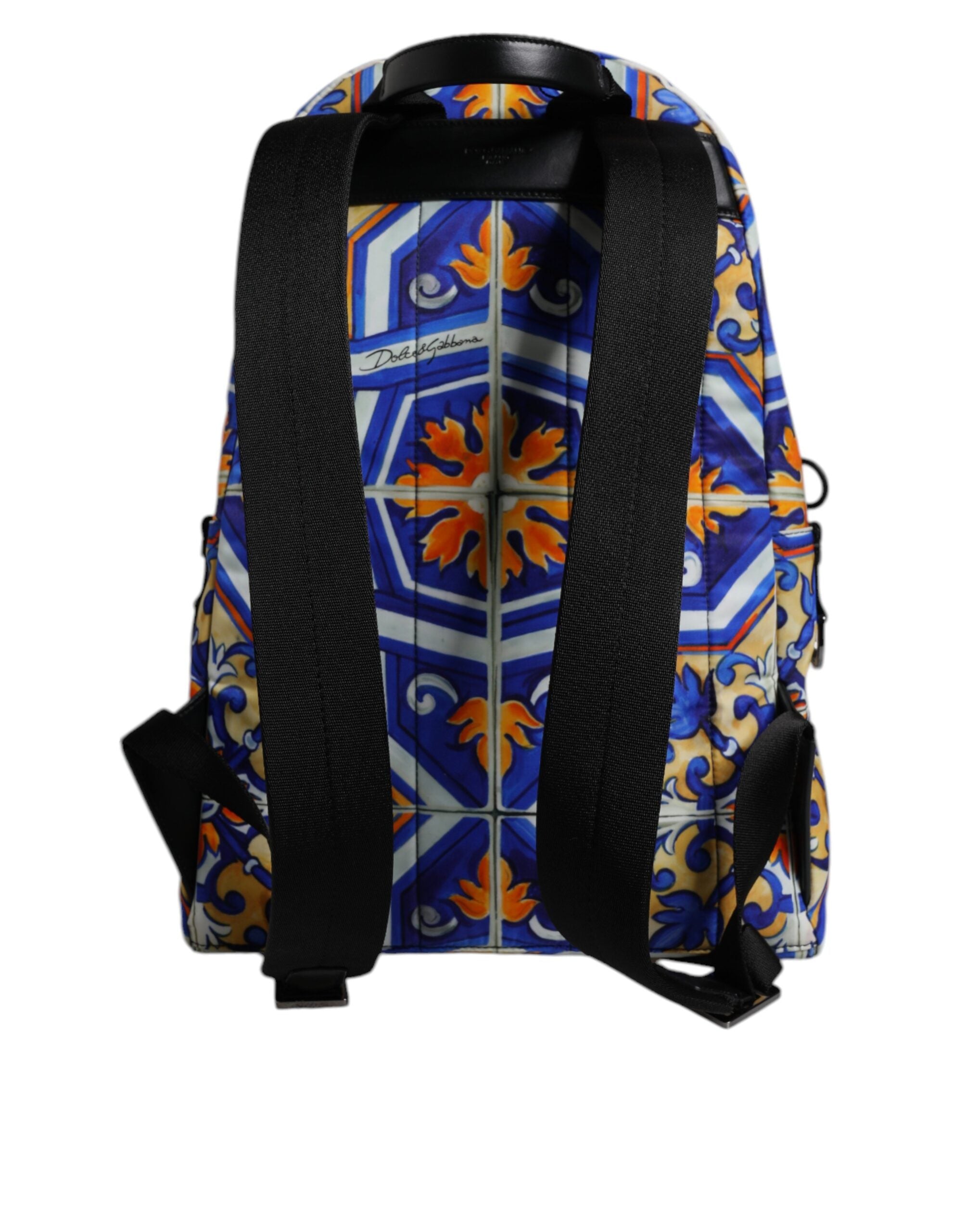Sac à dos de voyage en nylon imprimé majolique multicolore Dolce &amp; Gabbana